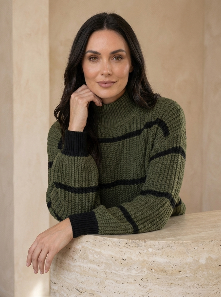 Long sleeve striped sweater for everyday wear