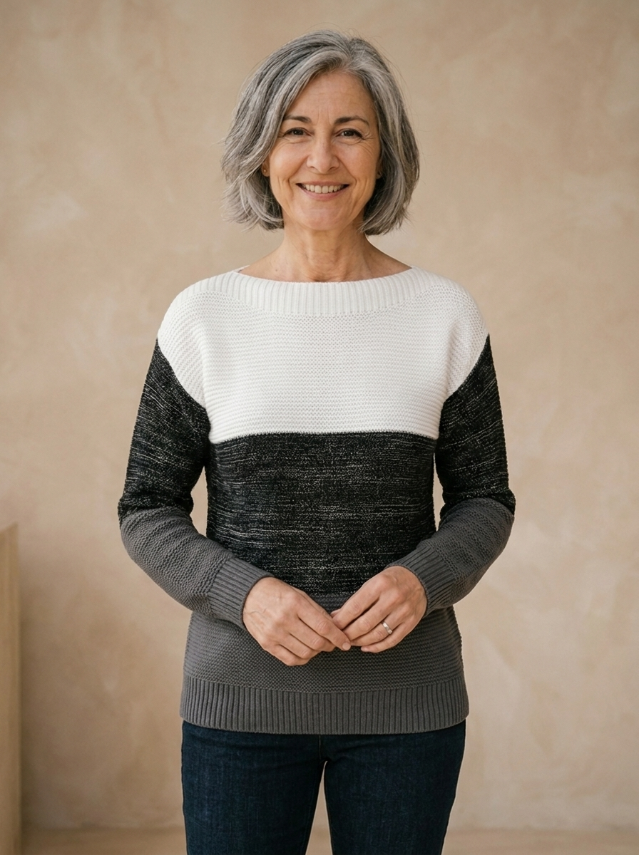 Casual colour block sweater for work and travel