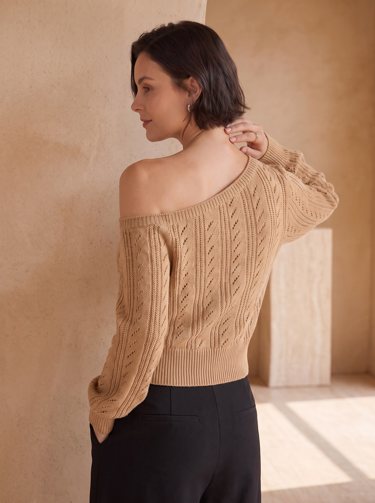Women's off-shoulder knit top
