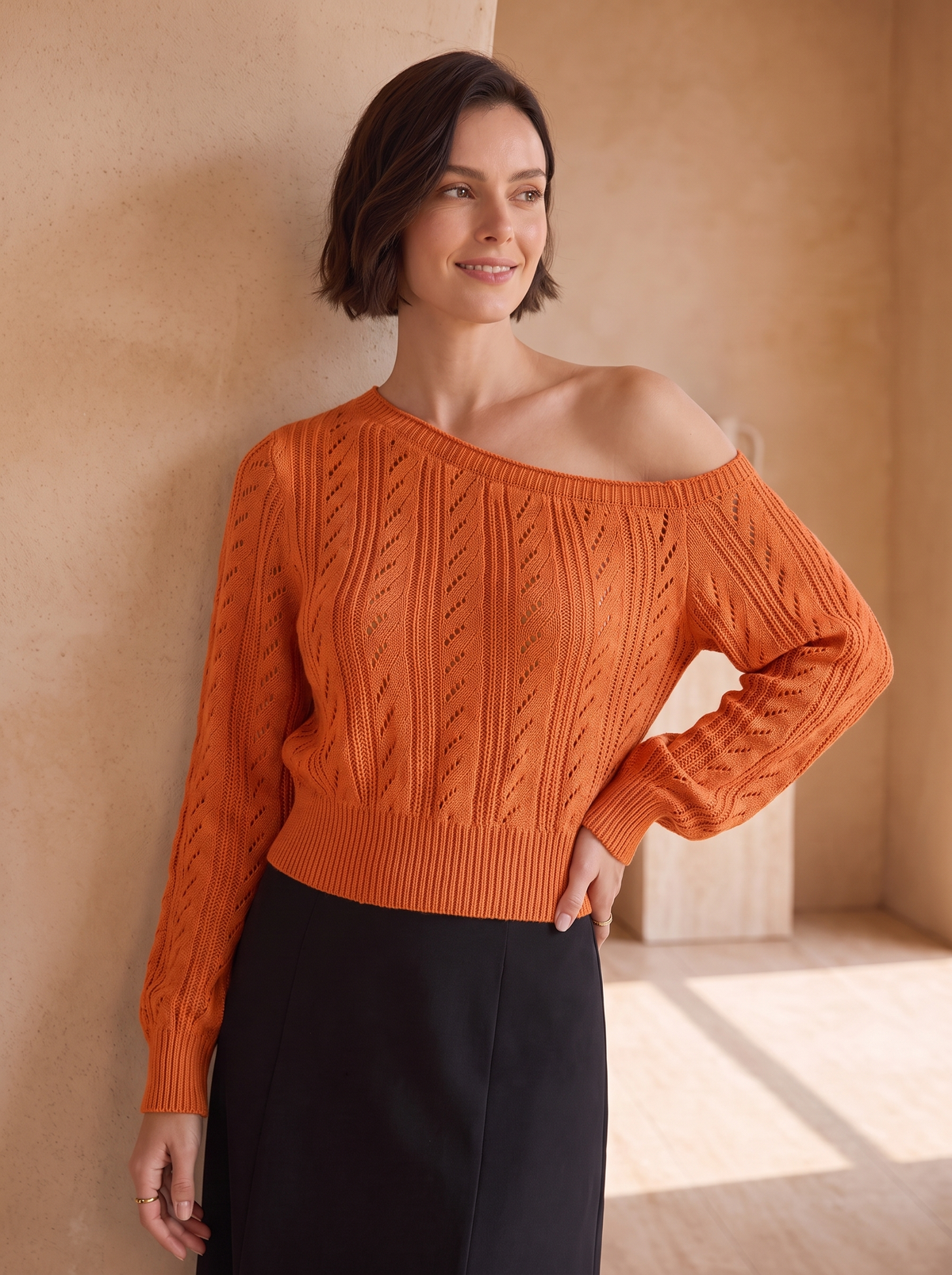 Women's long sleeve off-shoulder blouse