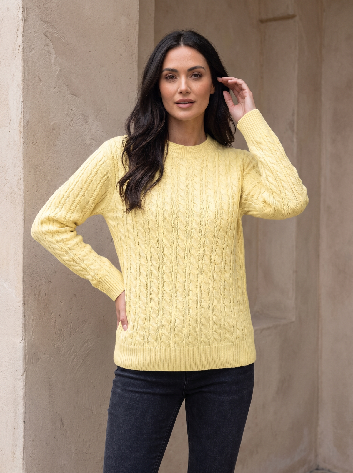 Wool crew neck sweater women