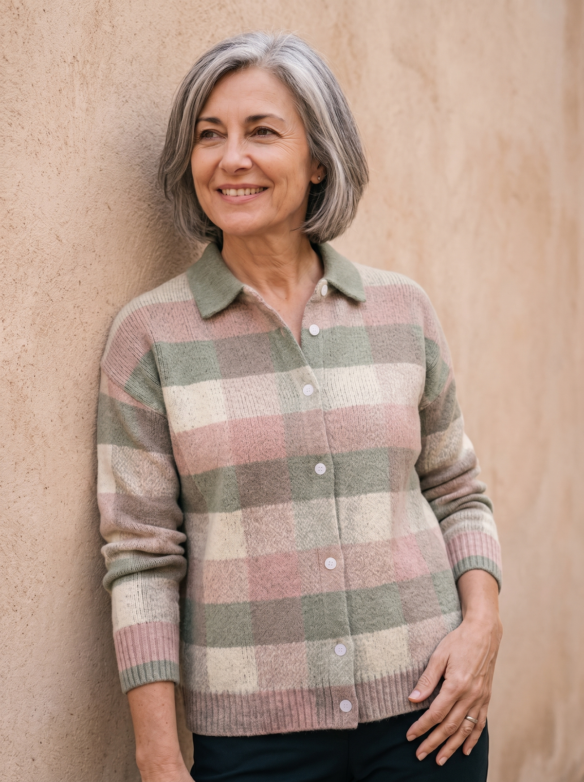 Women's wool knit button cardigan