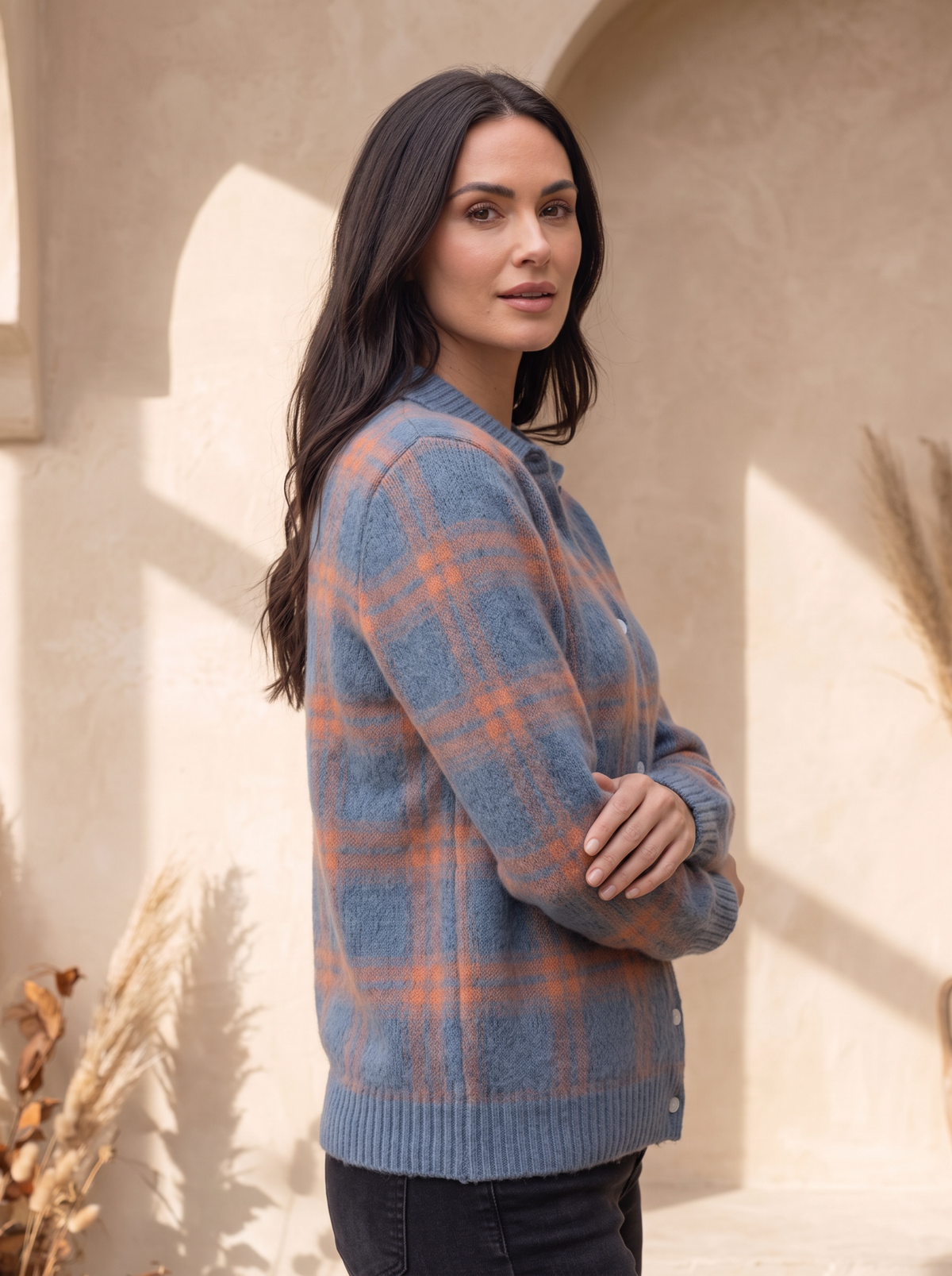 Women's wool knit button shirt