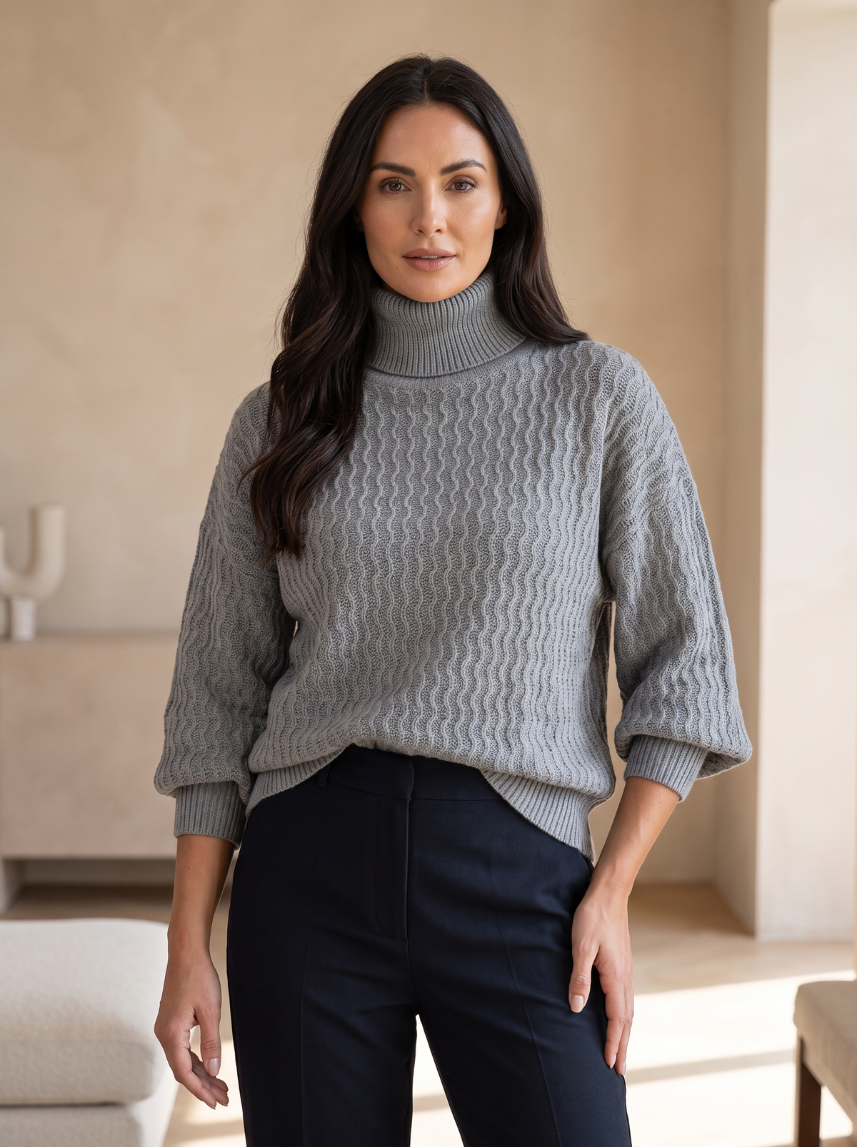 Relaxed fit knit poncho women