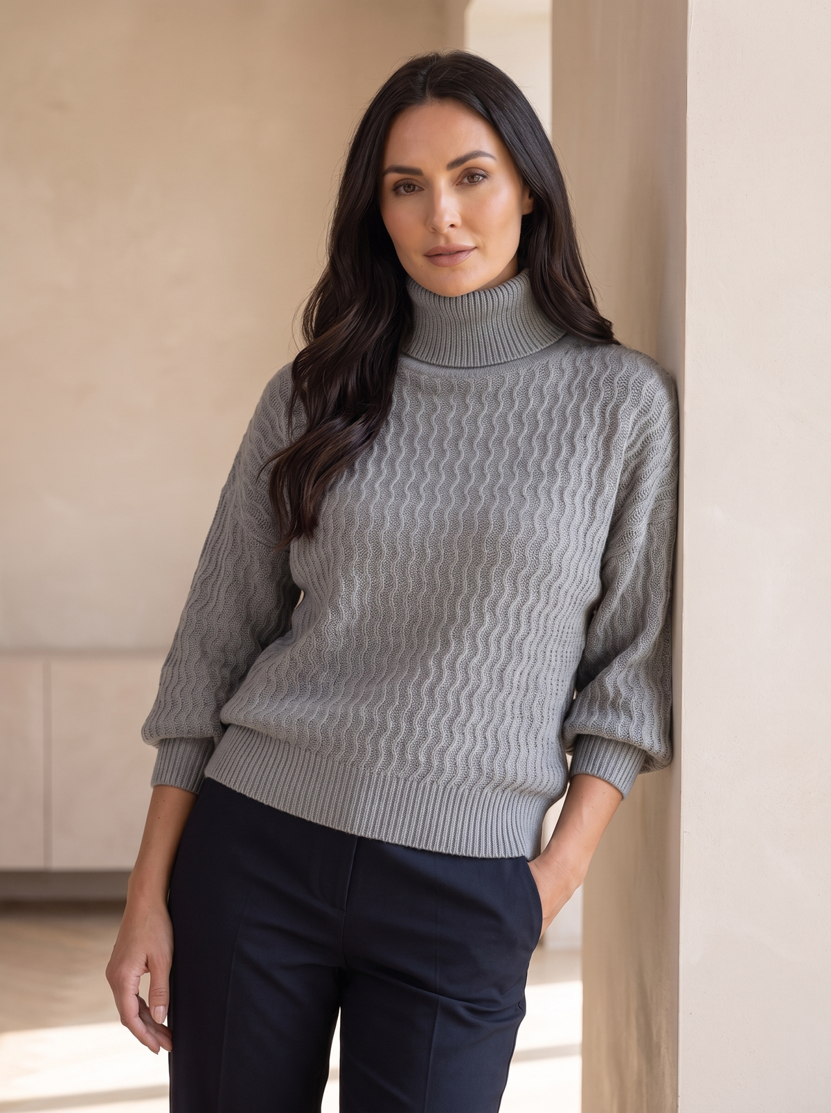 Relaxed women's poncho for layering