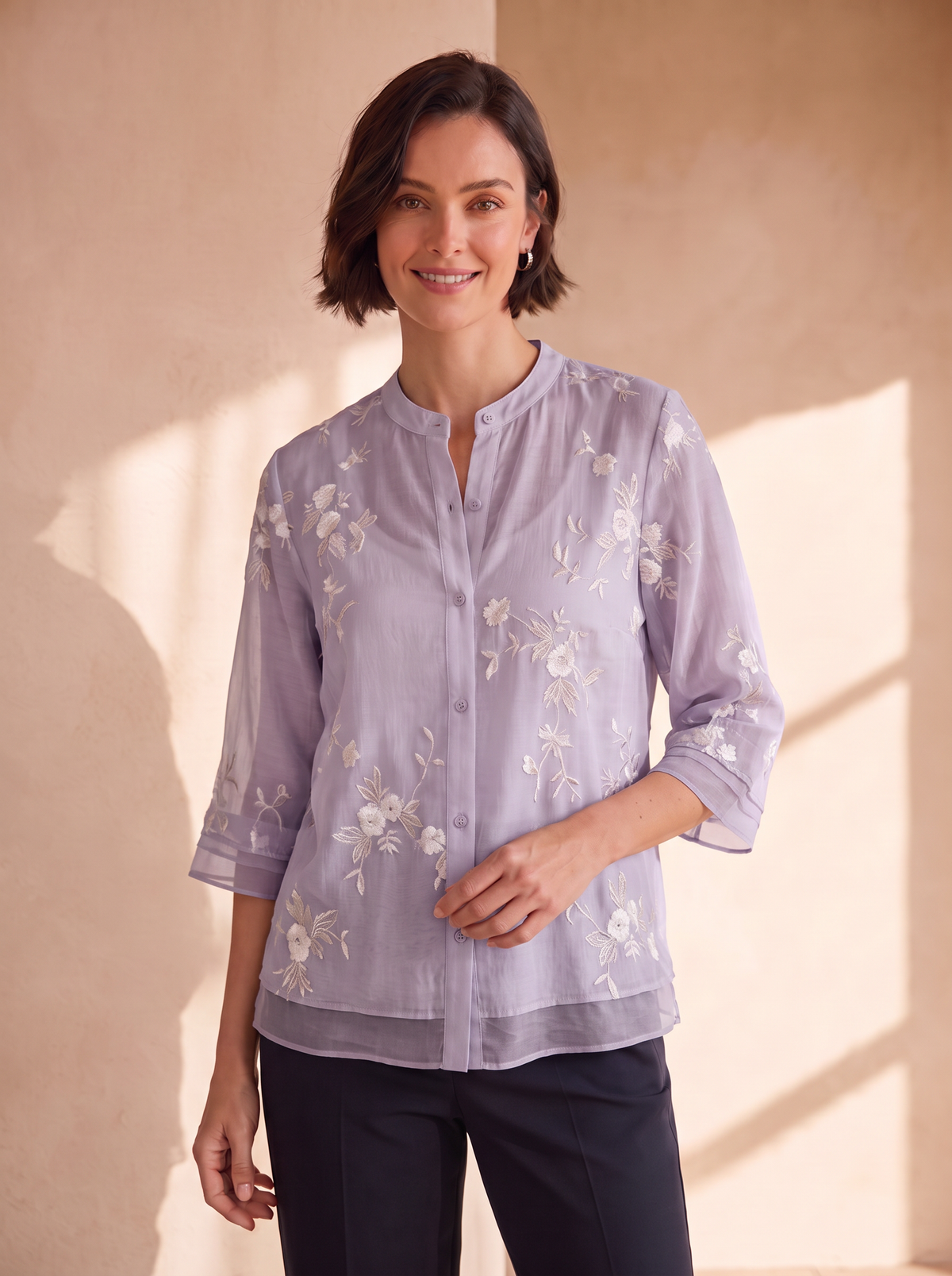 Women's embroidered sleeve blouse
