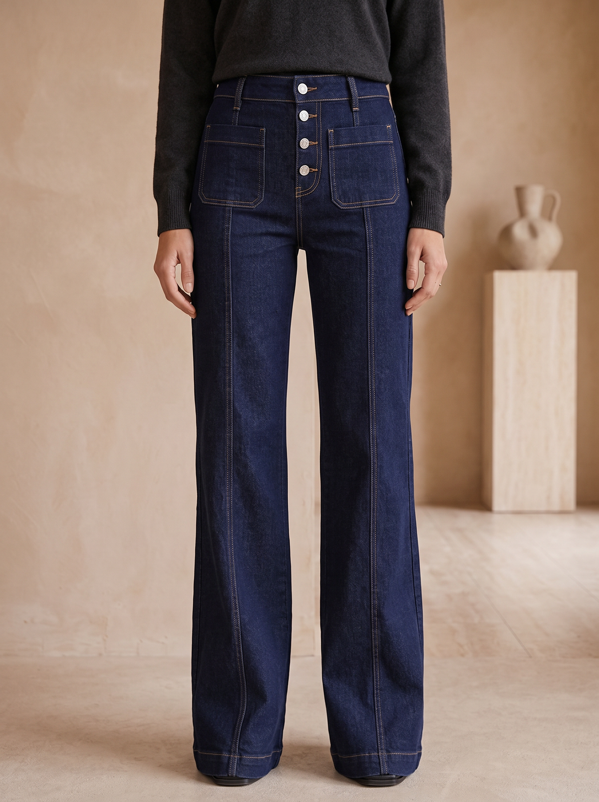 Cotton flare jeans slim fit women