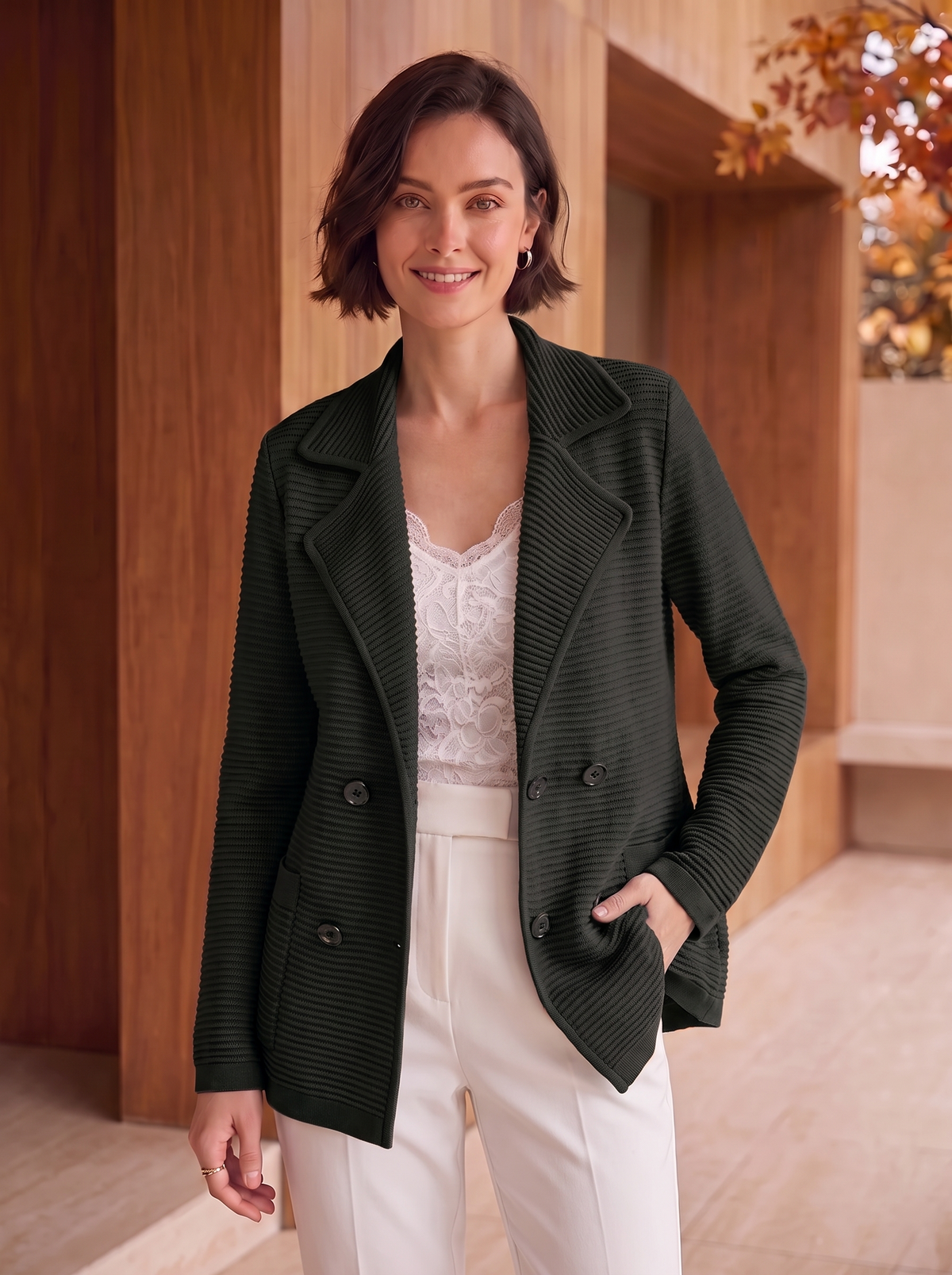 Double-breasted blazer jacket women