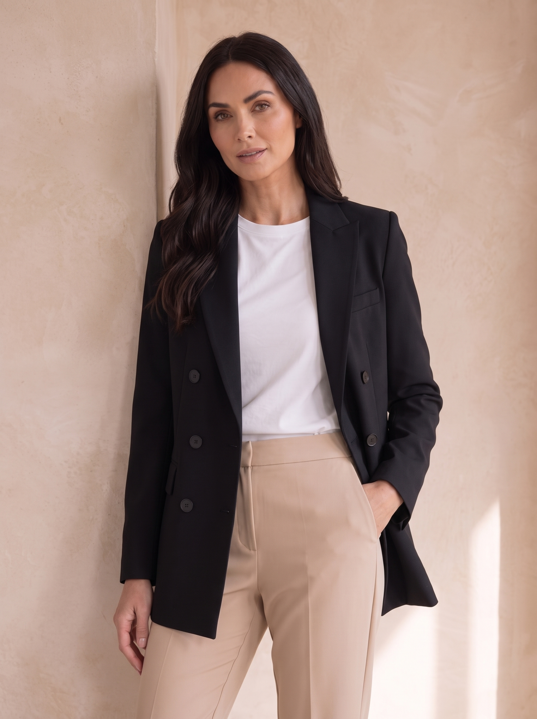 Women's structured double-breasted blazer