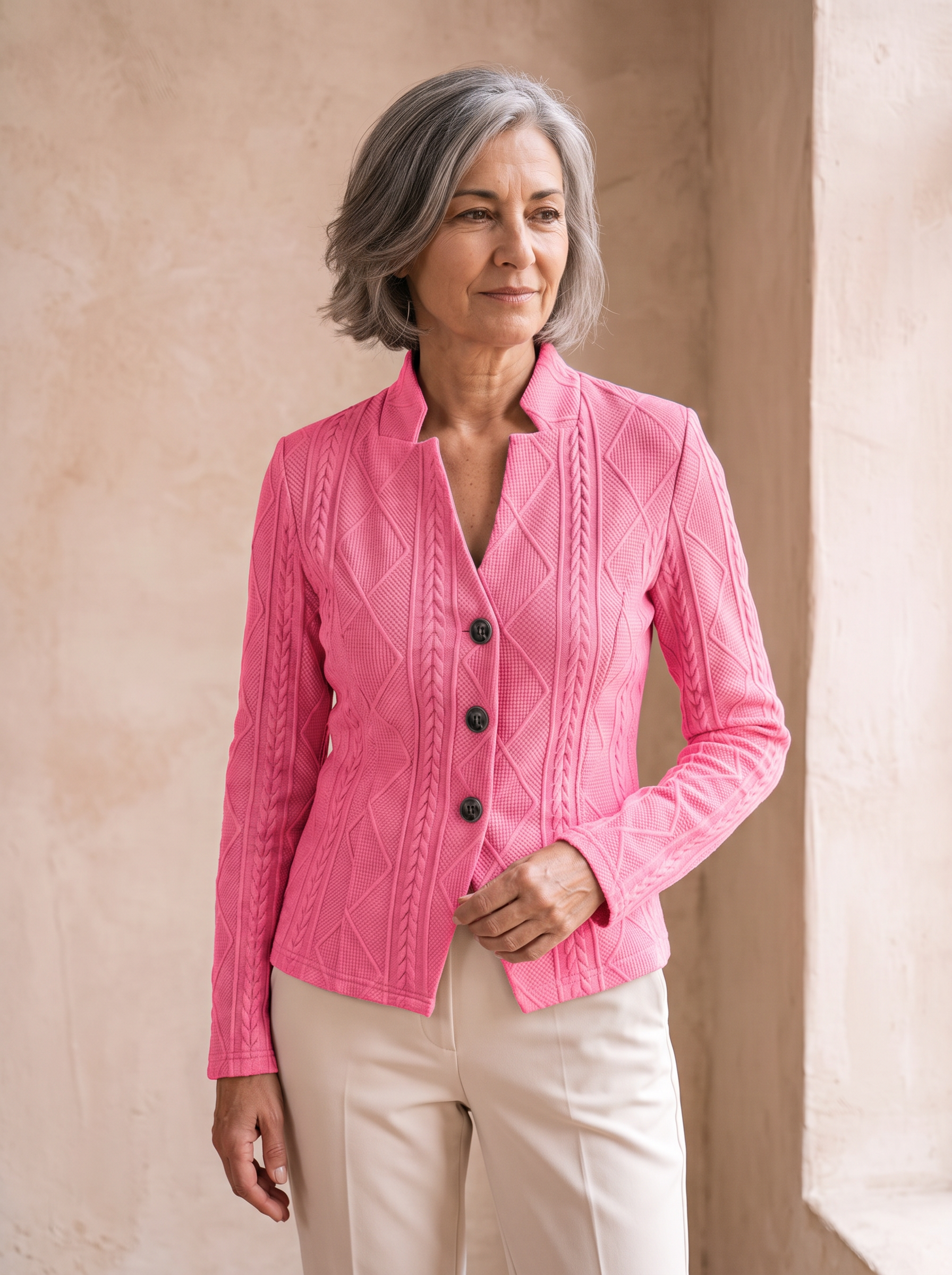 Knit tailored jacket women