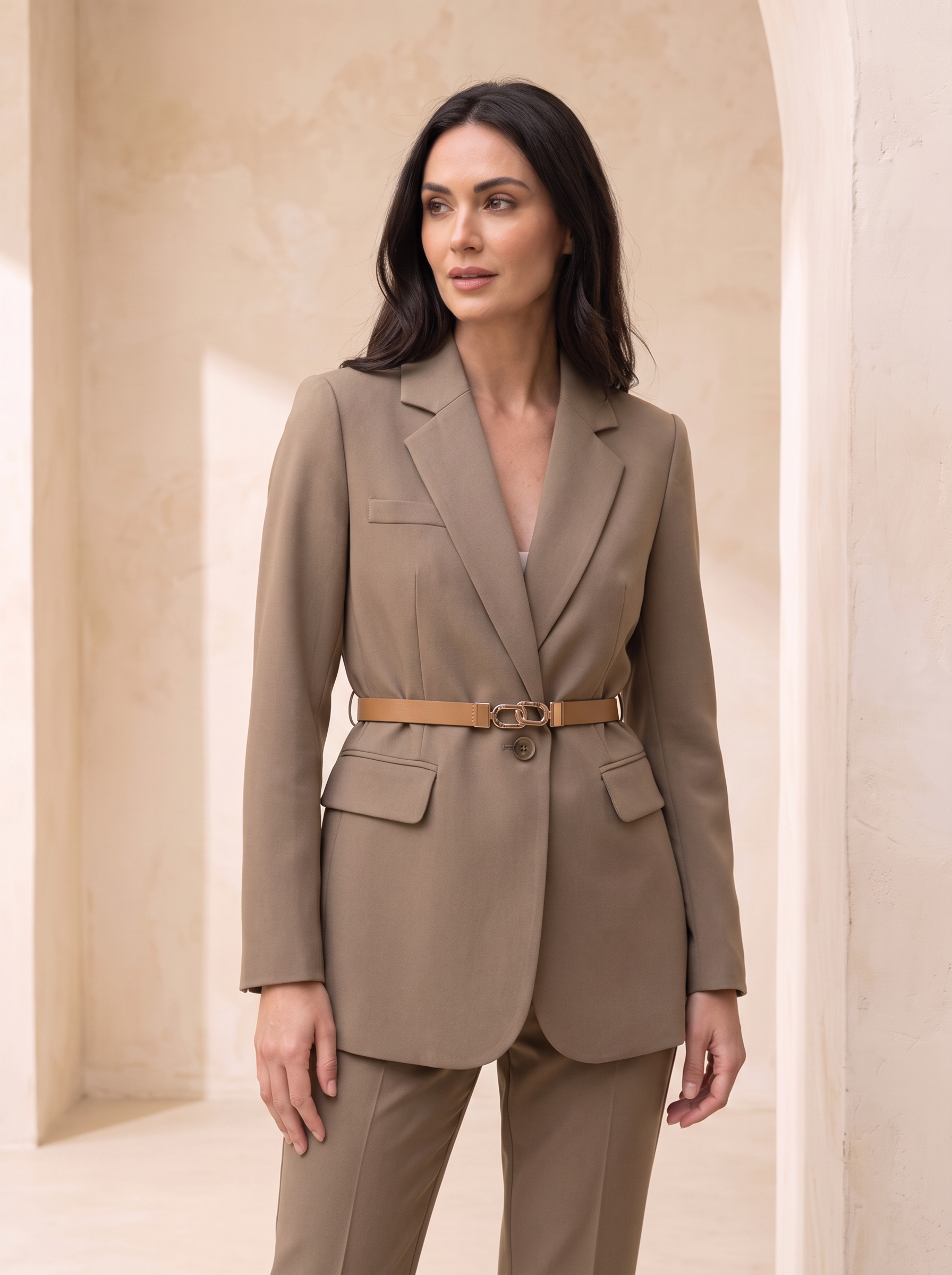 Women's structured belted blazer