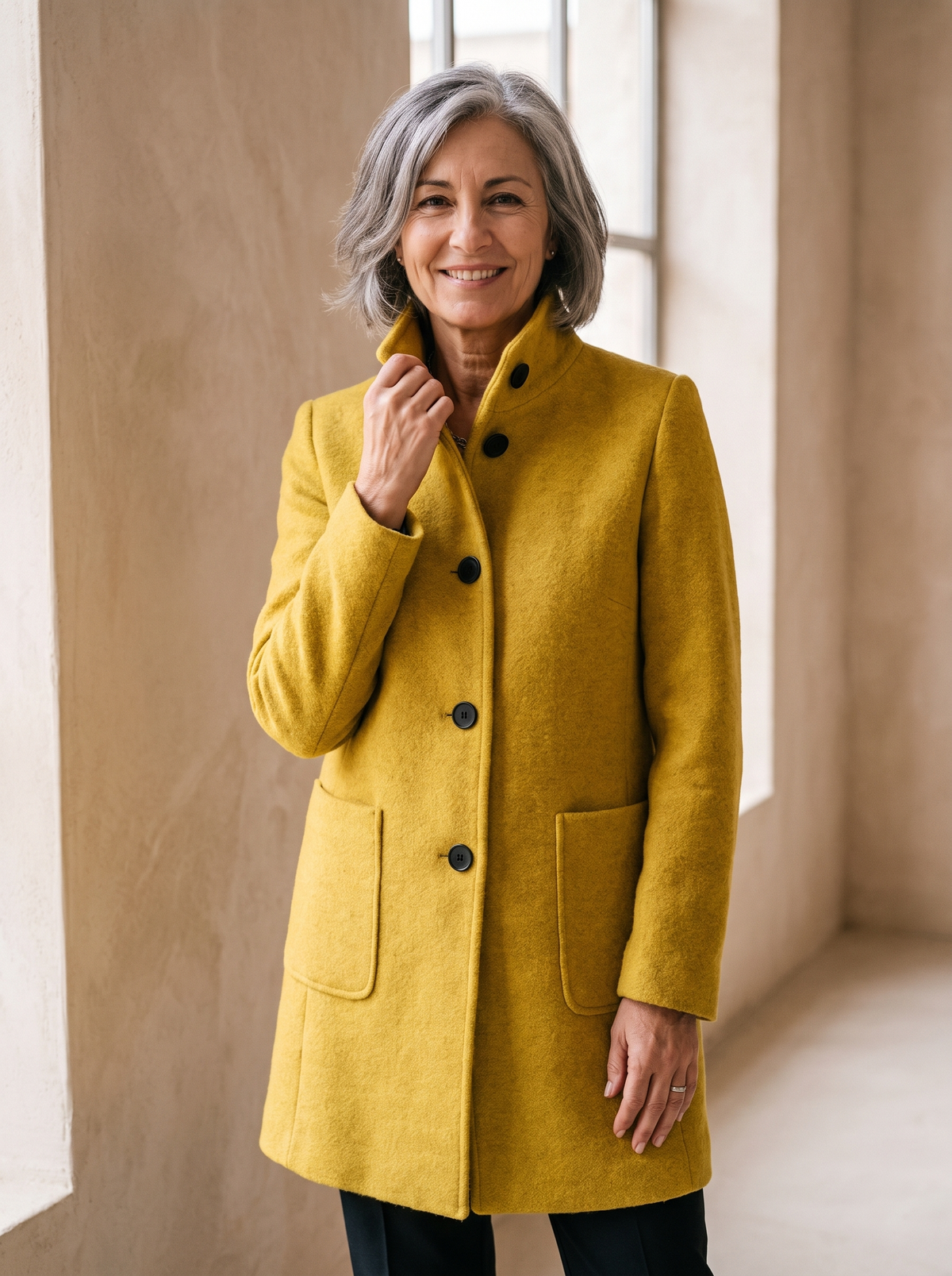 Wool blend fitted jacket women