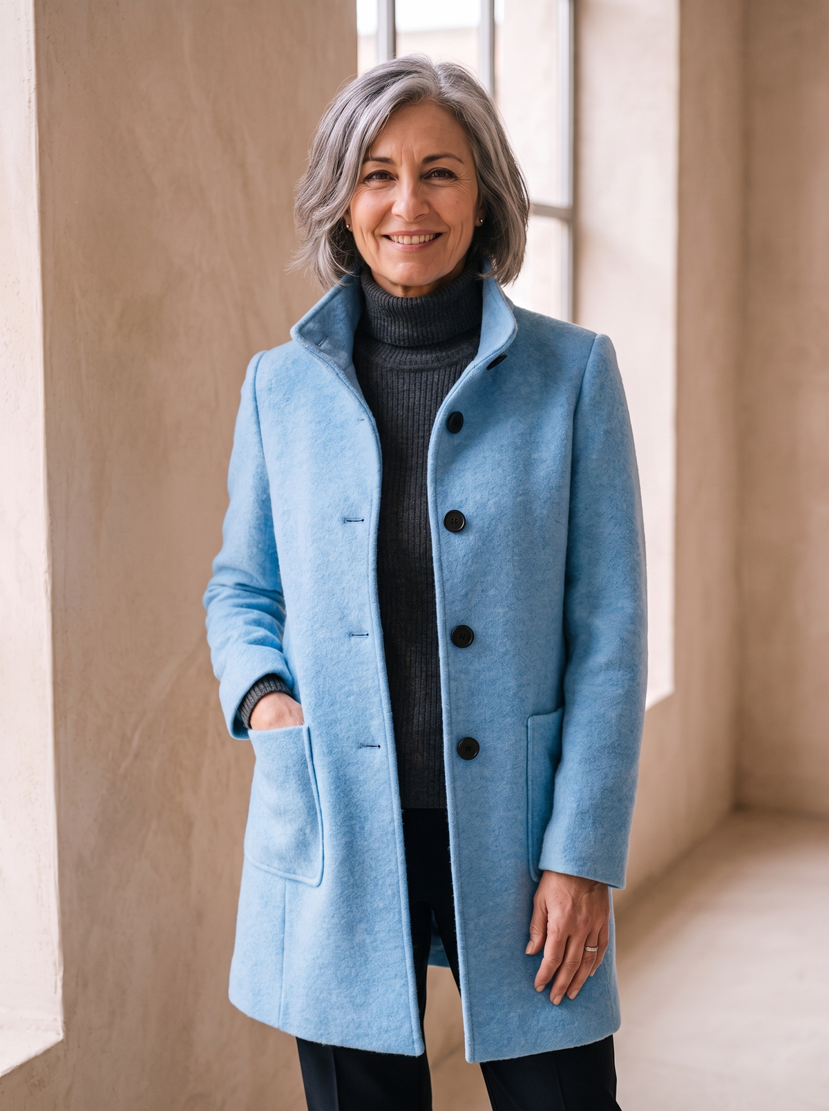Women's fitted wool blend jacket