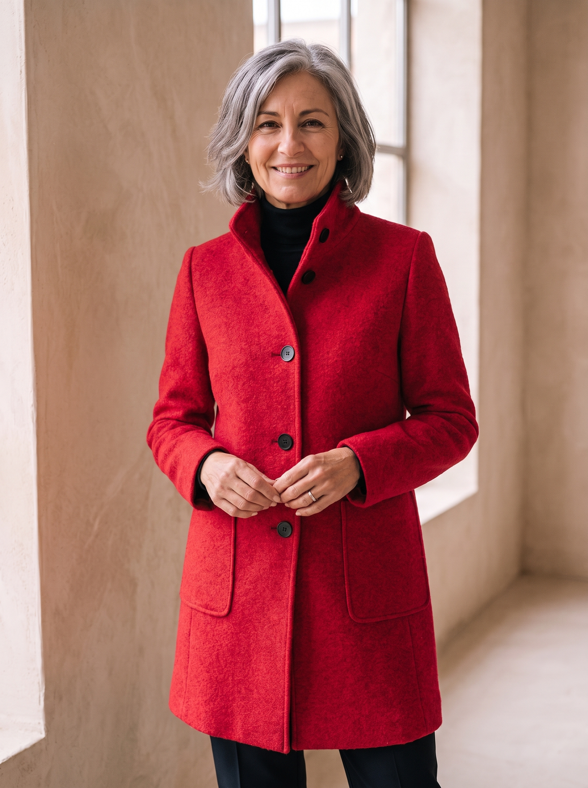 Women's structured wool blend jacket
