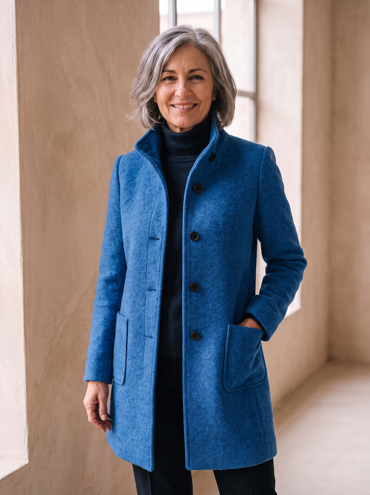 Tailored wool blend jacket women