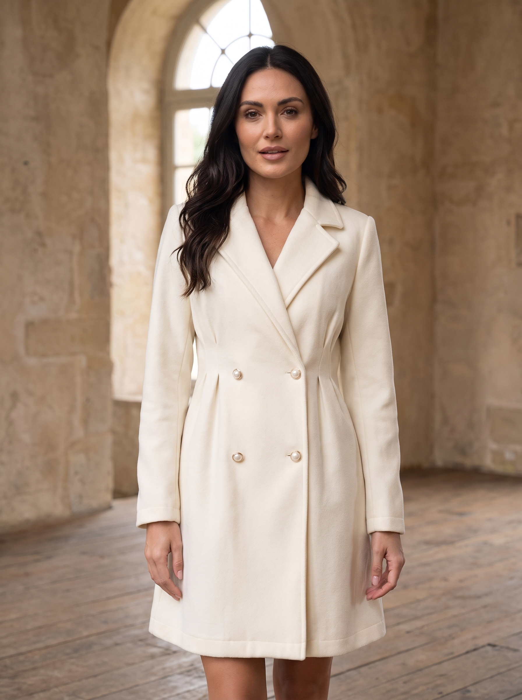 Women's slim fit wool overcoat