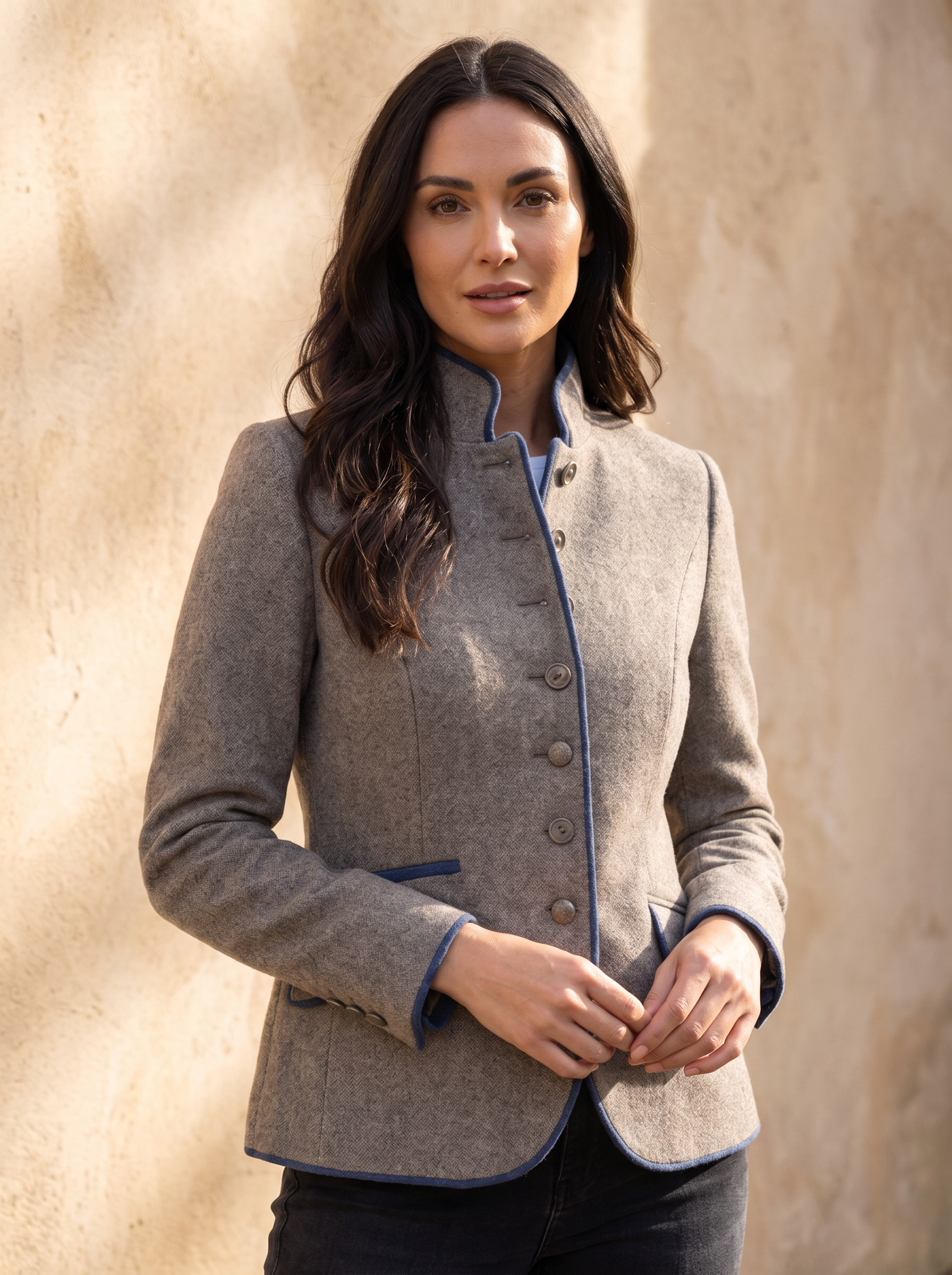 Wool long coat tailored fit women