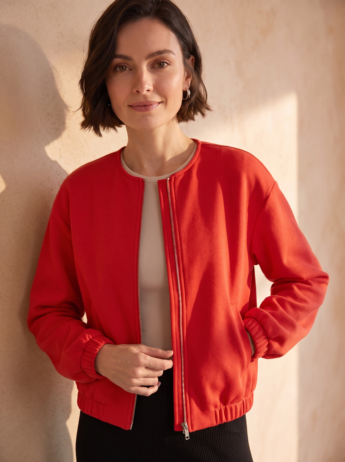 Zip front jacket for women