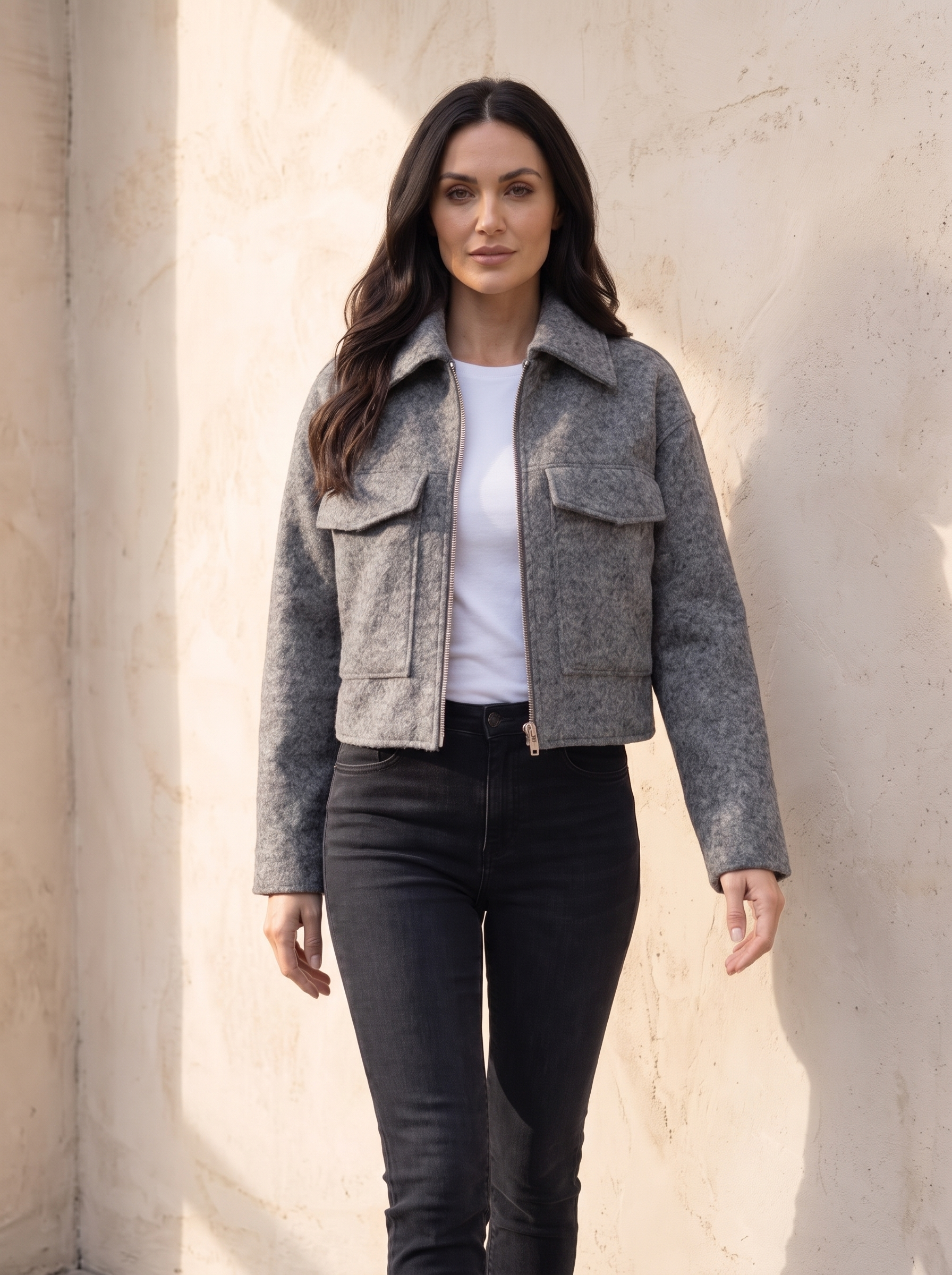 Women's wool blend cropped jacket