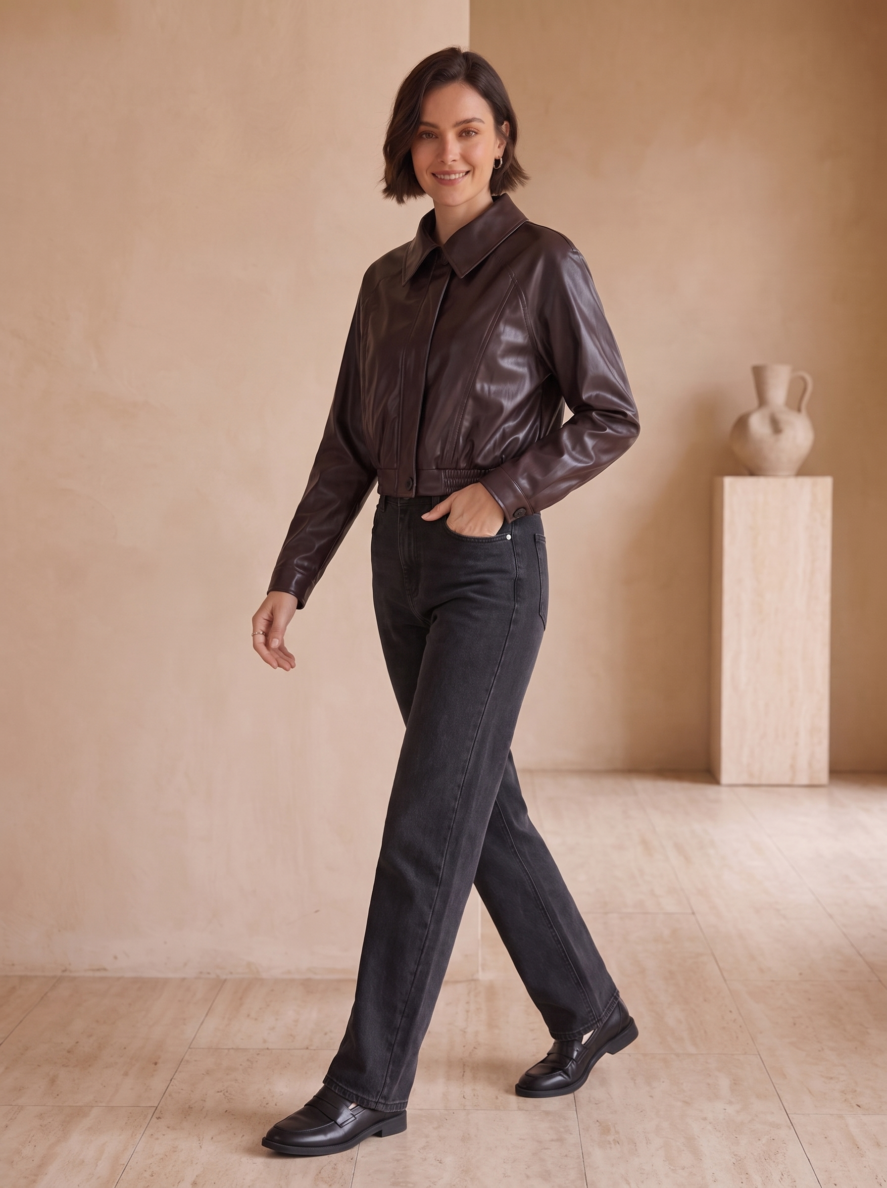 Cropped jacket with regular fit women