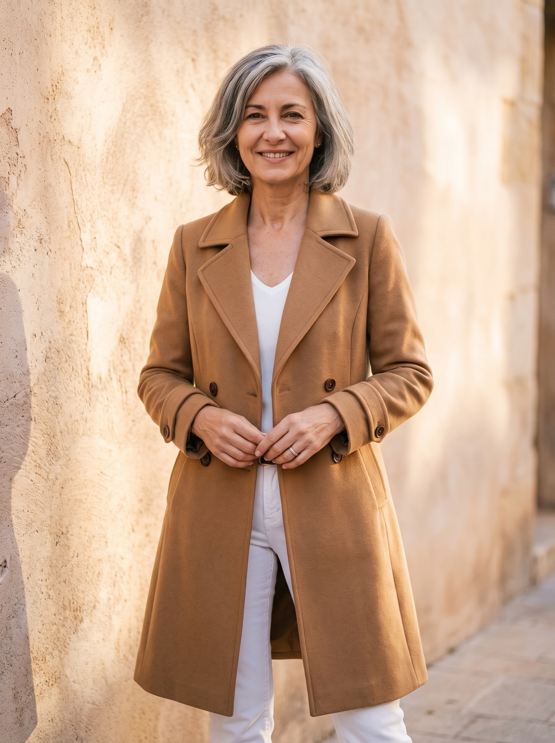 Women's tailored fit cotton blend coat
