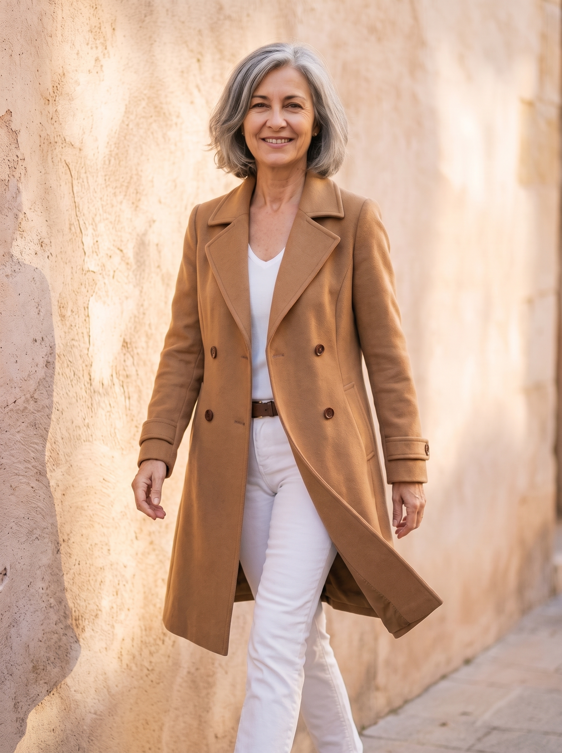 Cotton blend coat for women