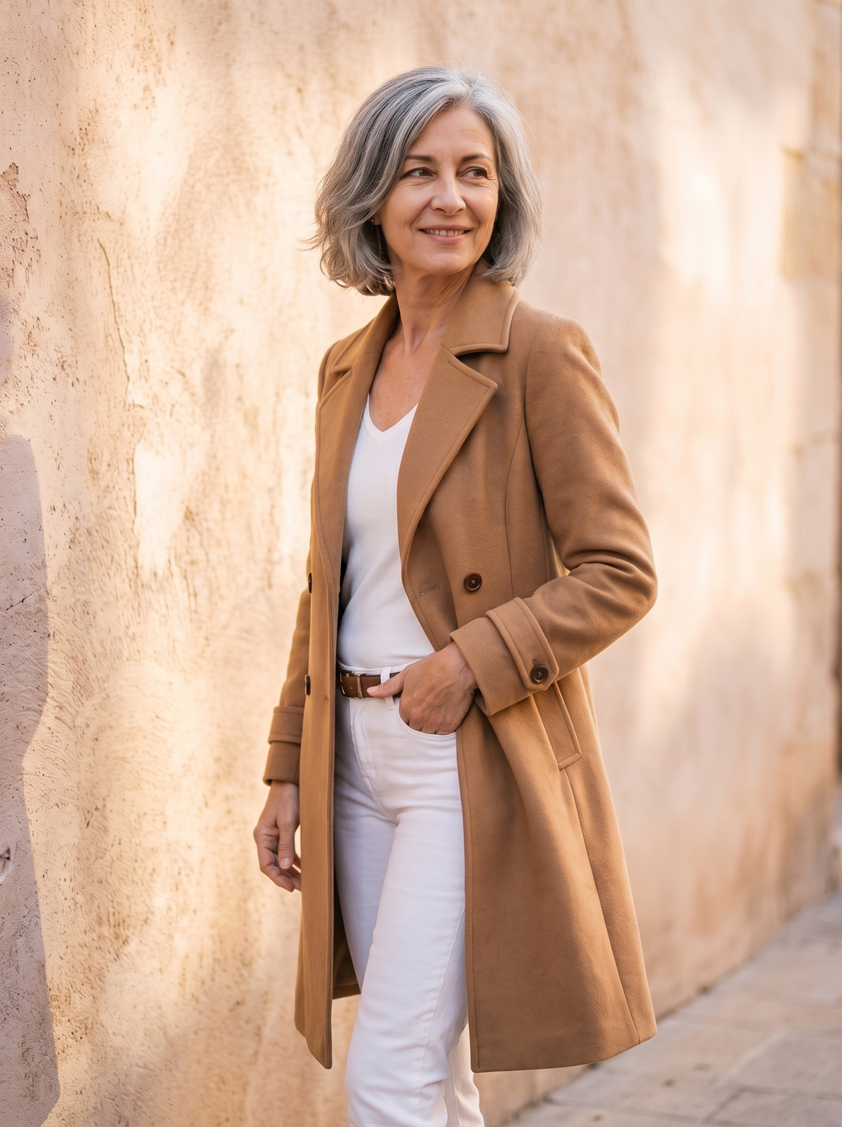 Classic cotton blend coat women