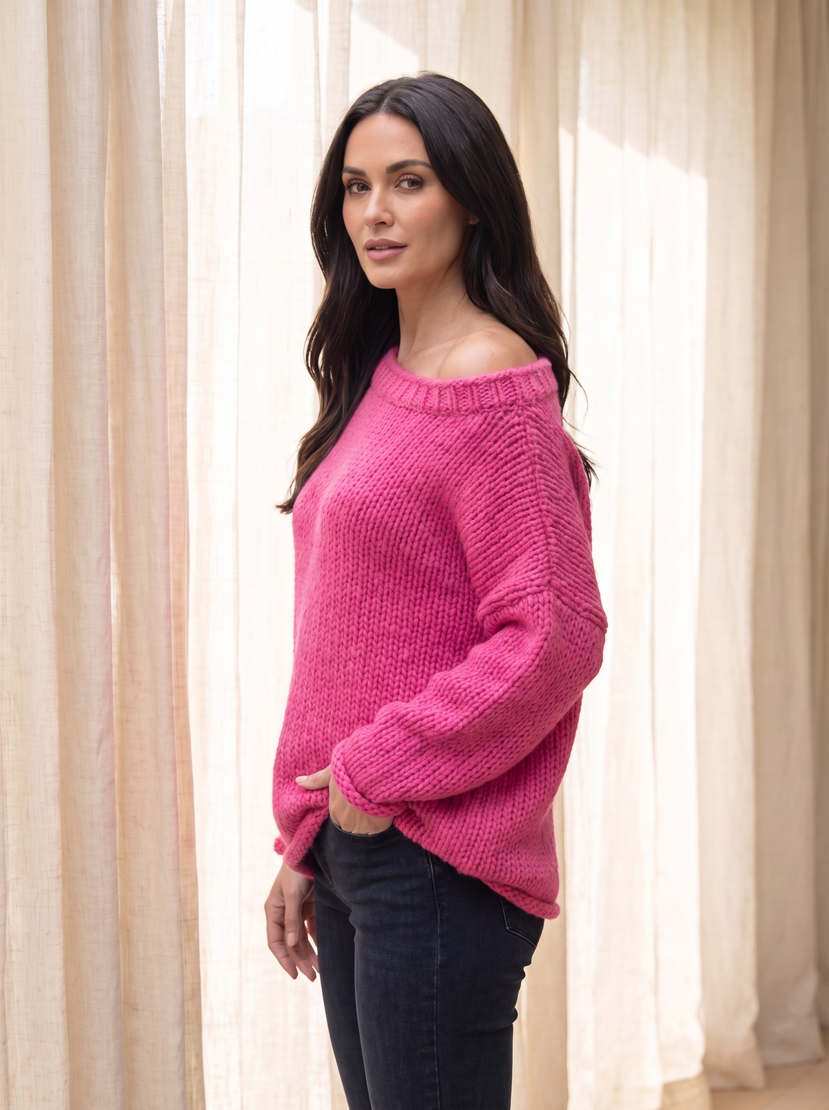 Women's casual off-shoulder jumper