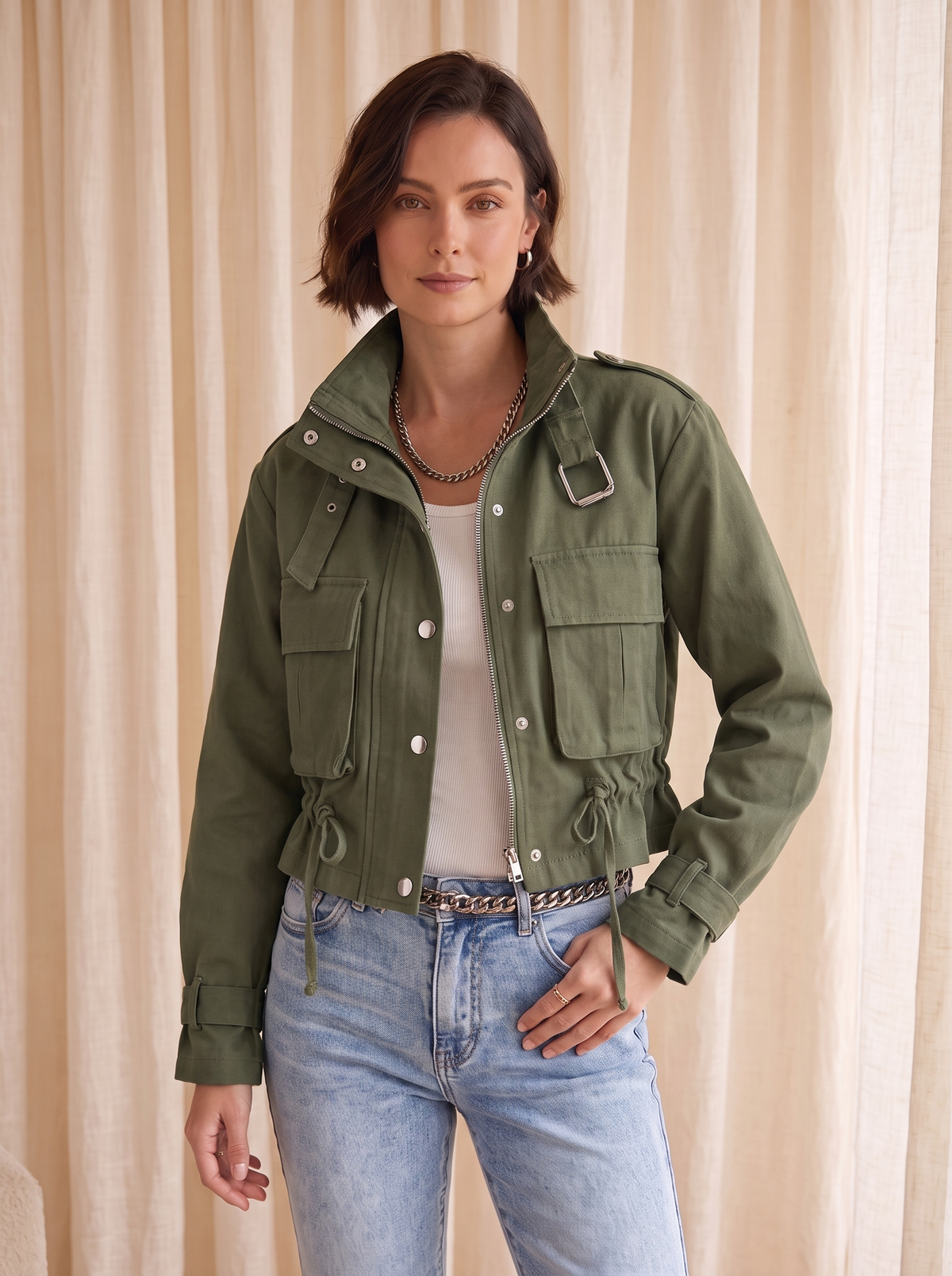 Women's utility outerwear jacket