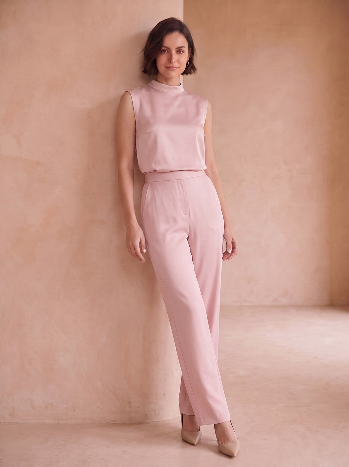 Open back satin-look jumpsuit women