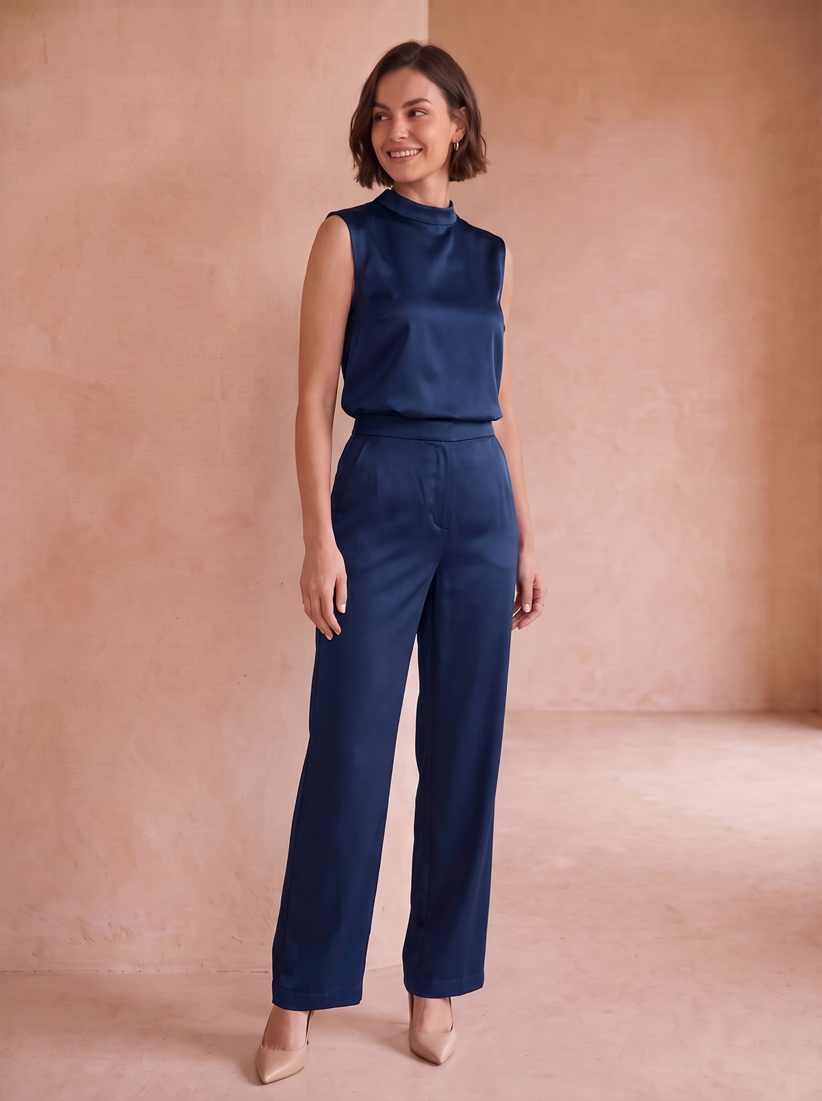 Satin-look jumpsuit for women