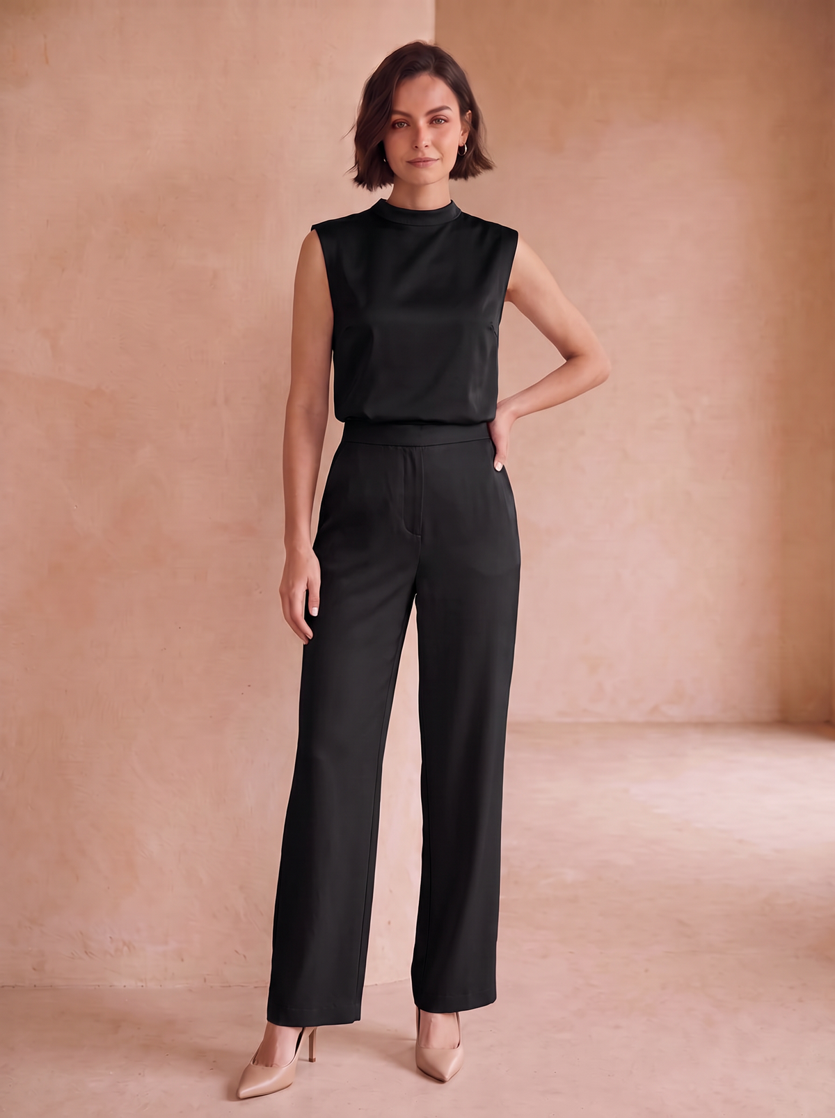 Women's satin-look evening jumpsuit