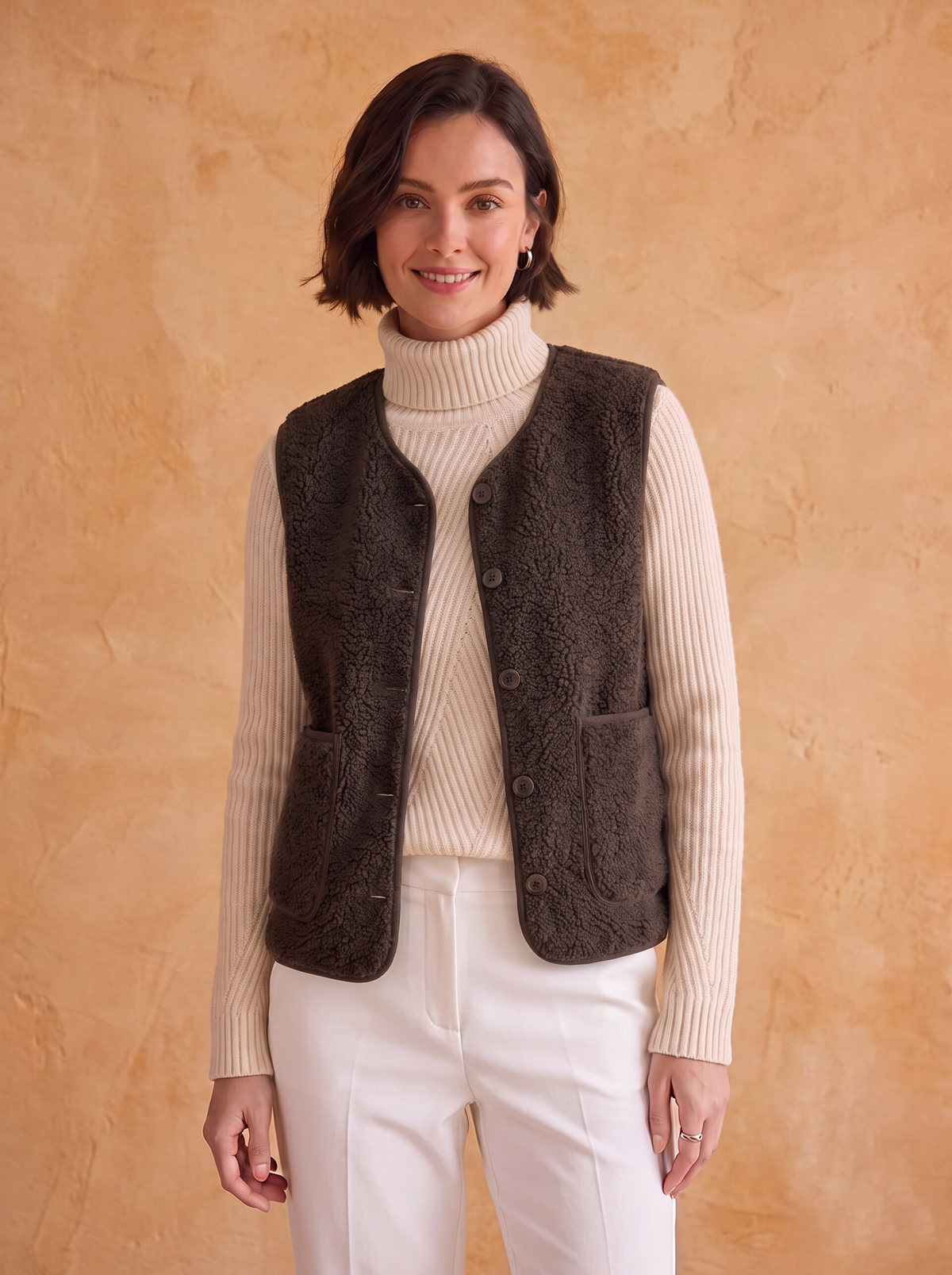 Casual fit sherpa vest women