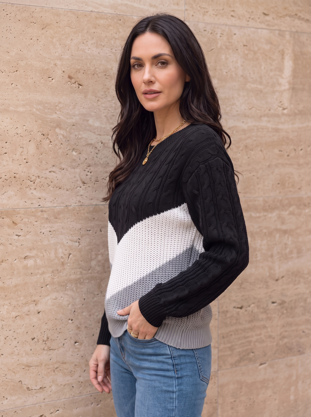Women's cable knit sweater