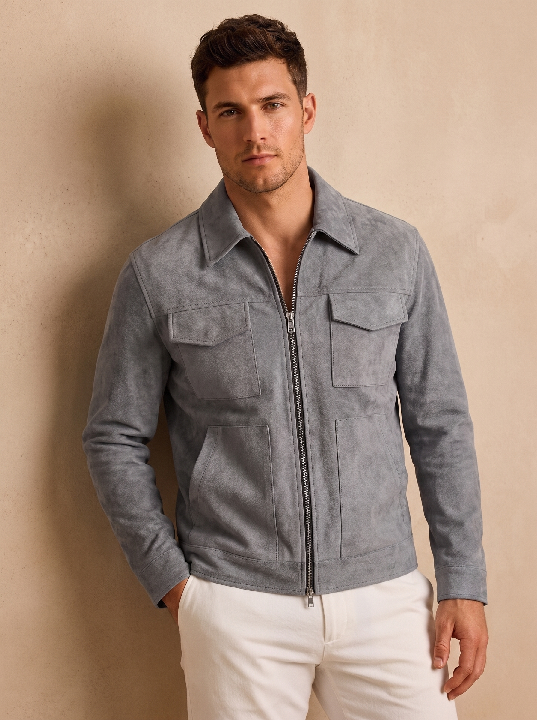 Wool utility jacket men
