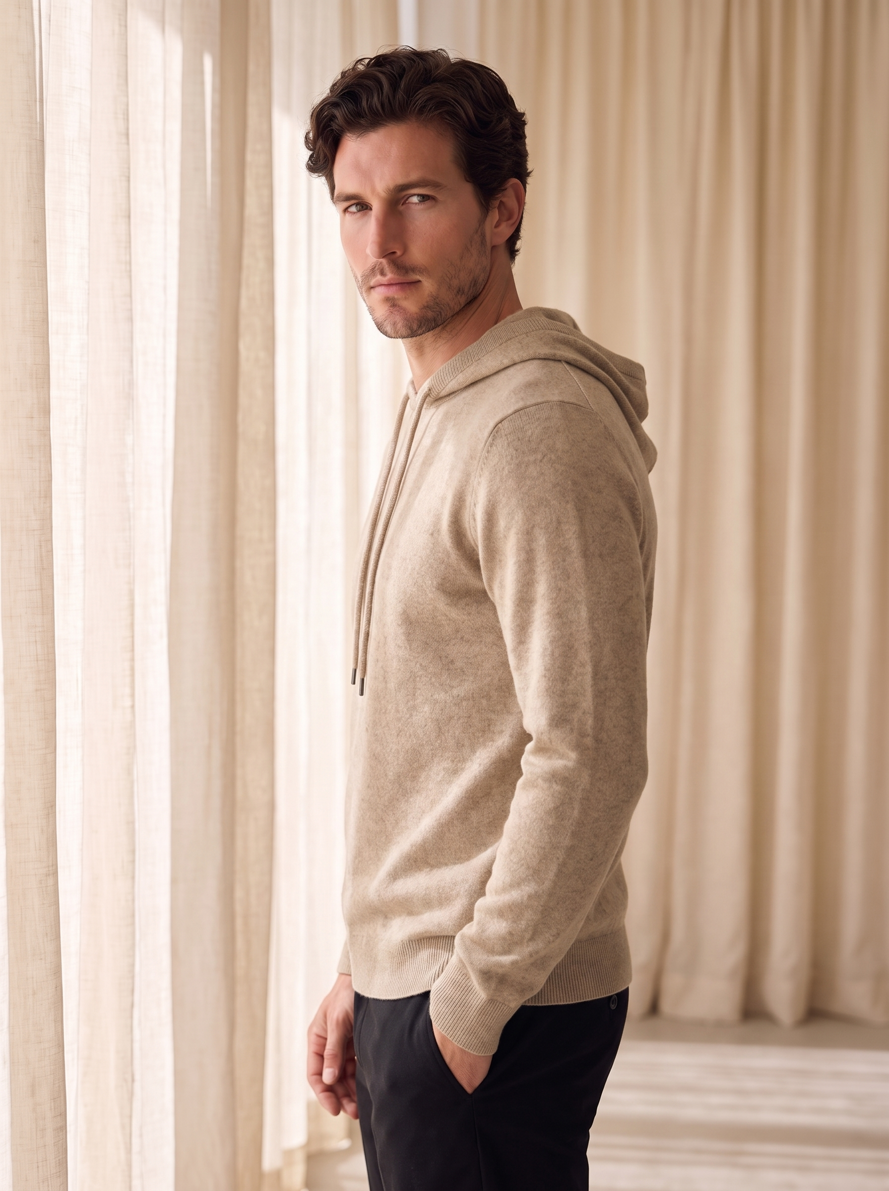 Wool hoodie for men