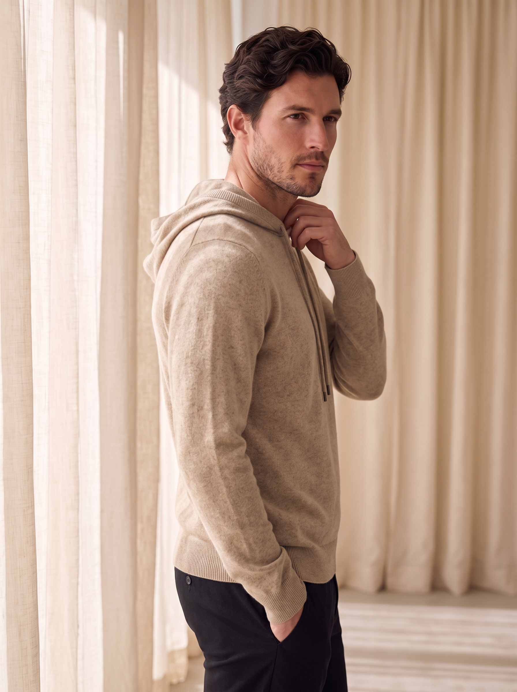 Men's casual fit wool hoodie