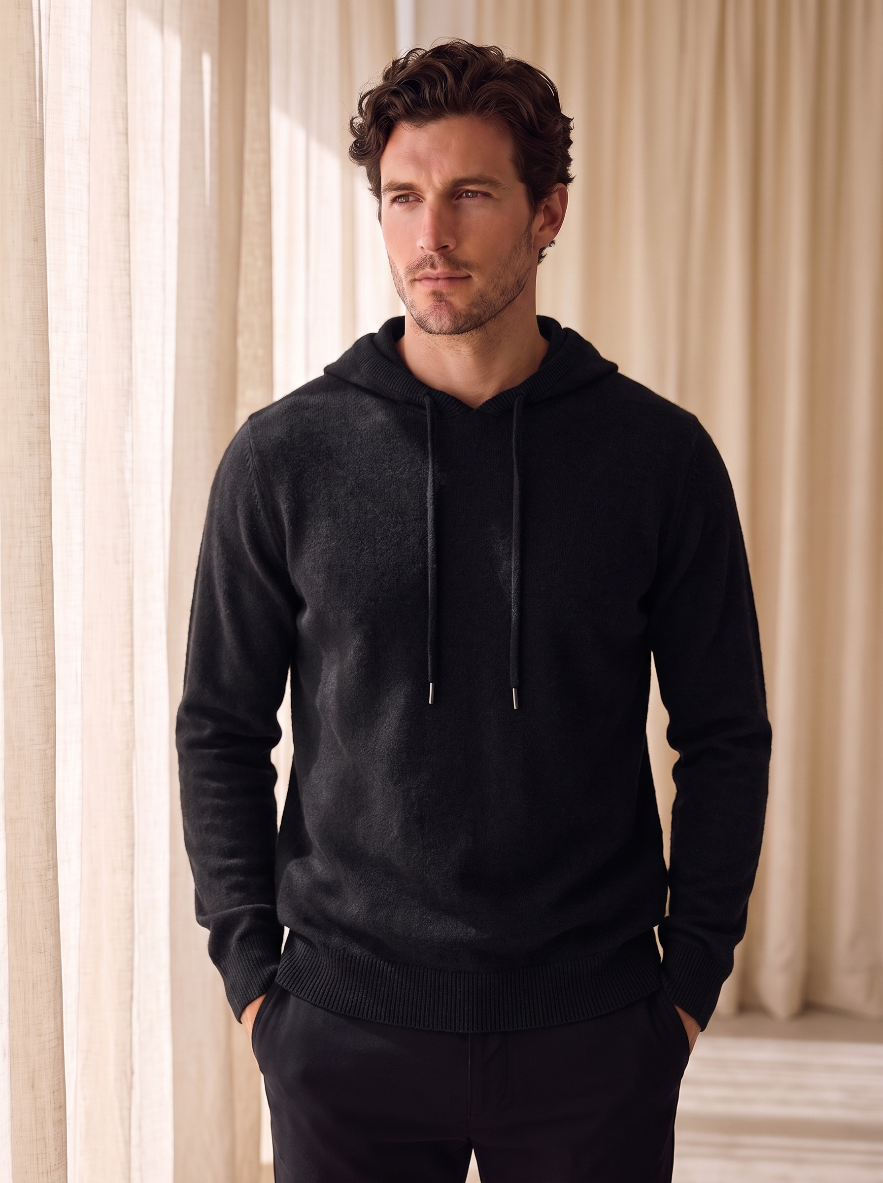 Men's wool hooded jumper