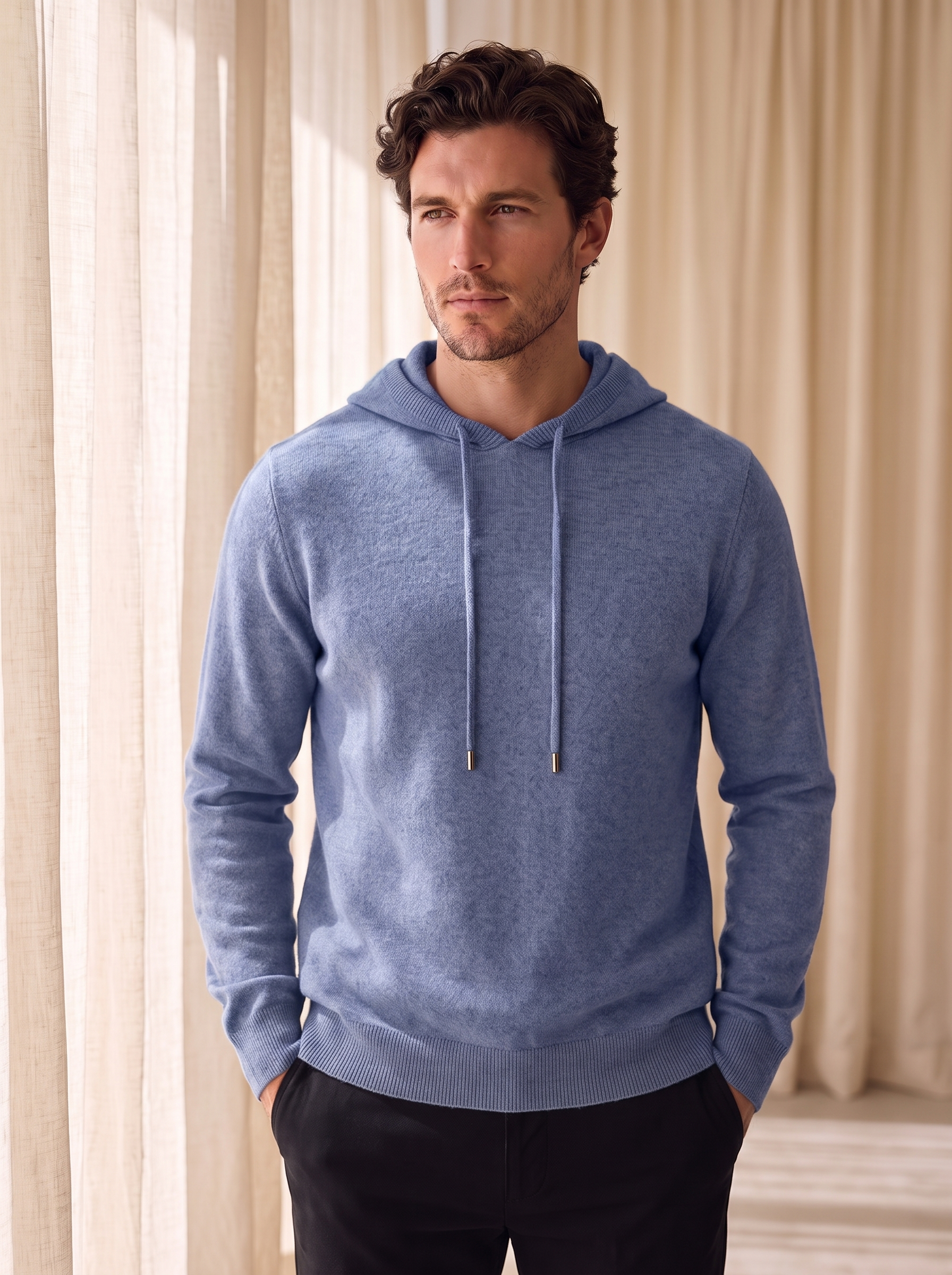 Casual wool hoodie men