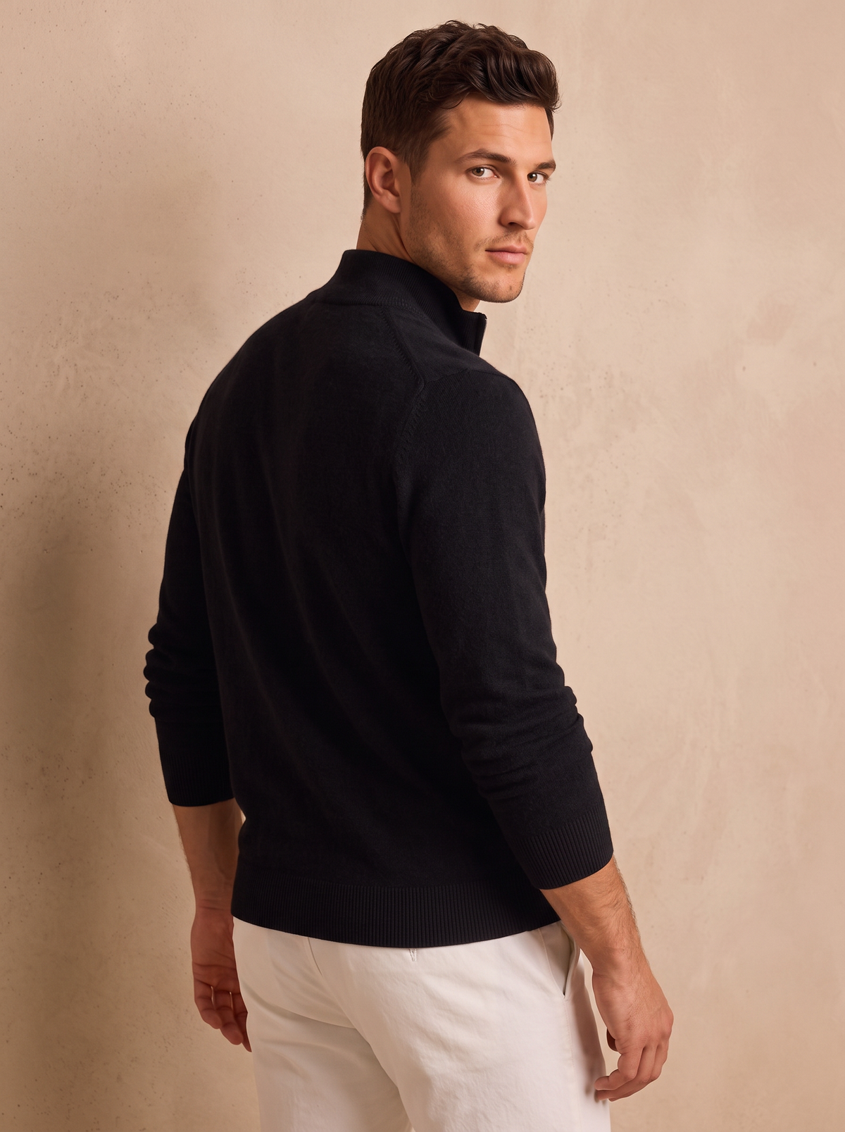 Men's quarter zip knit jumper