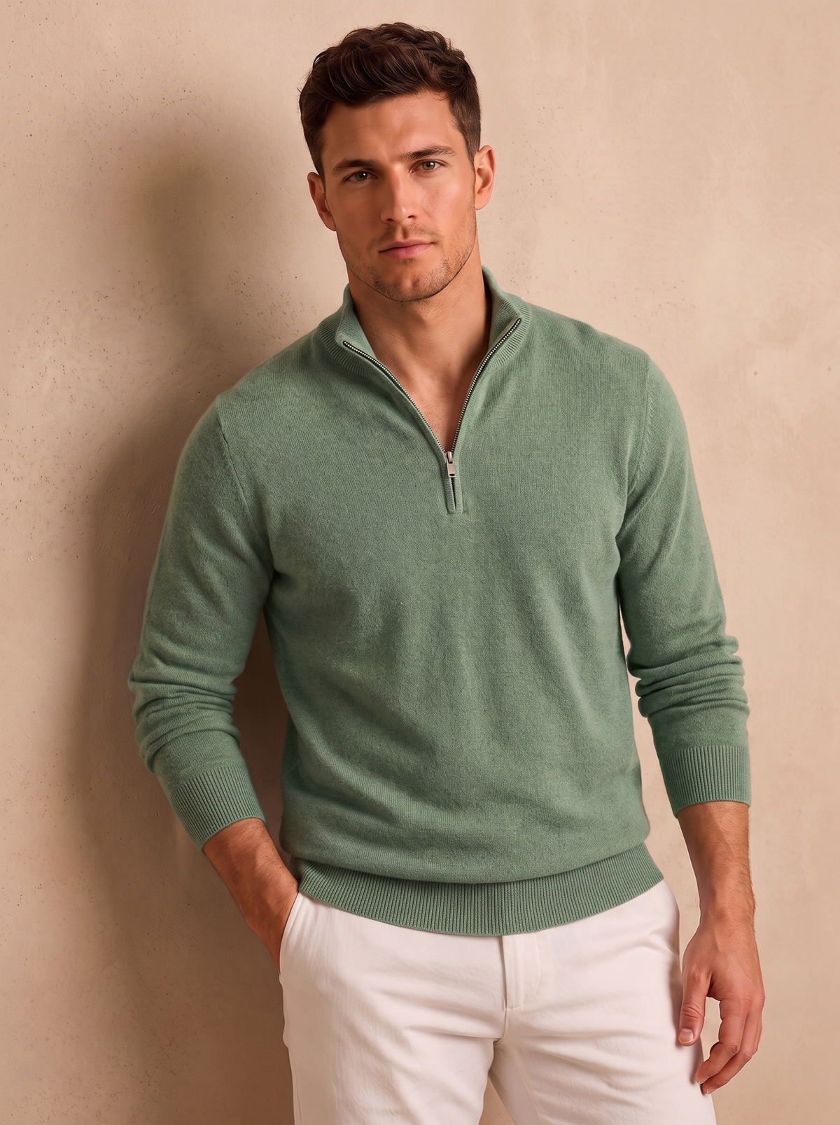 Quarter zip sweater for men