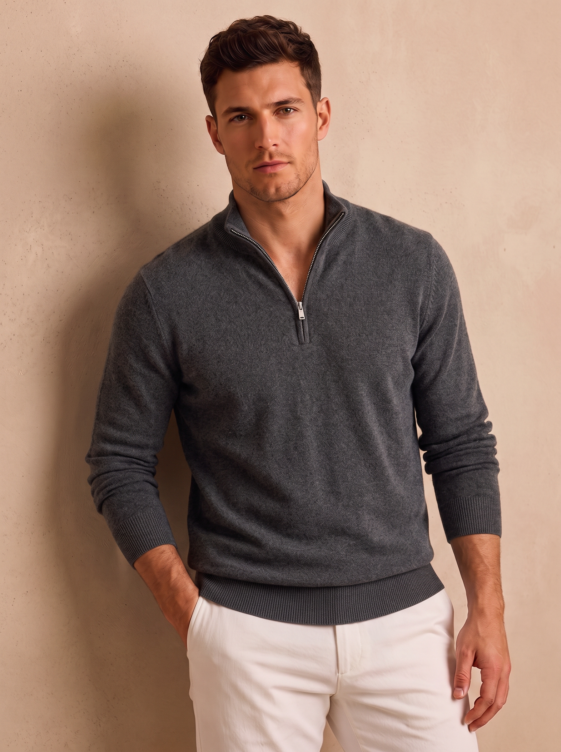 Men's knit quarter zip jumper