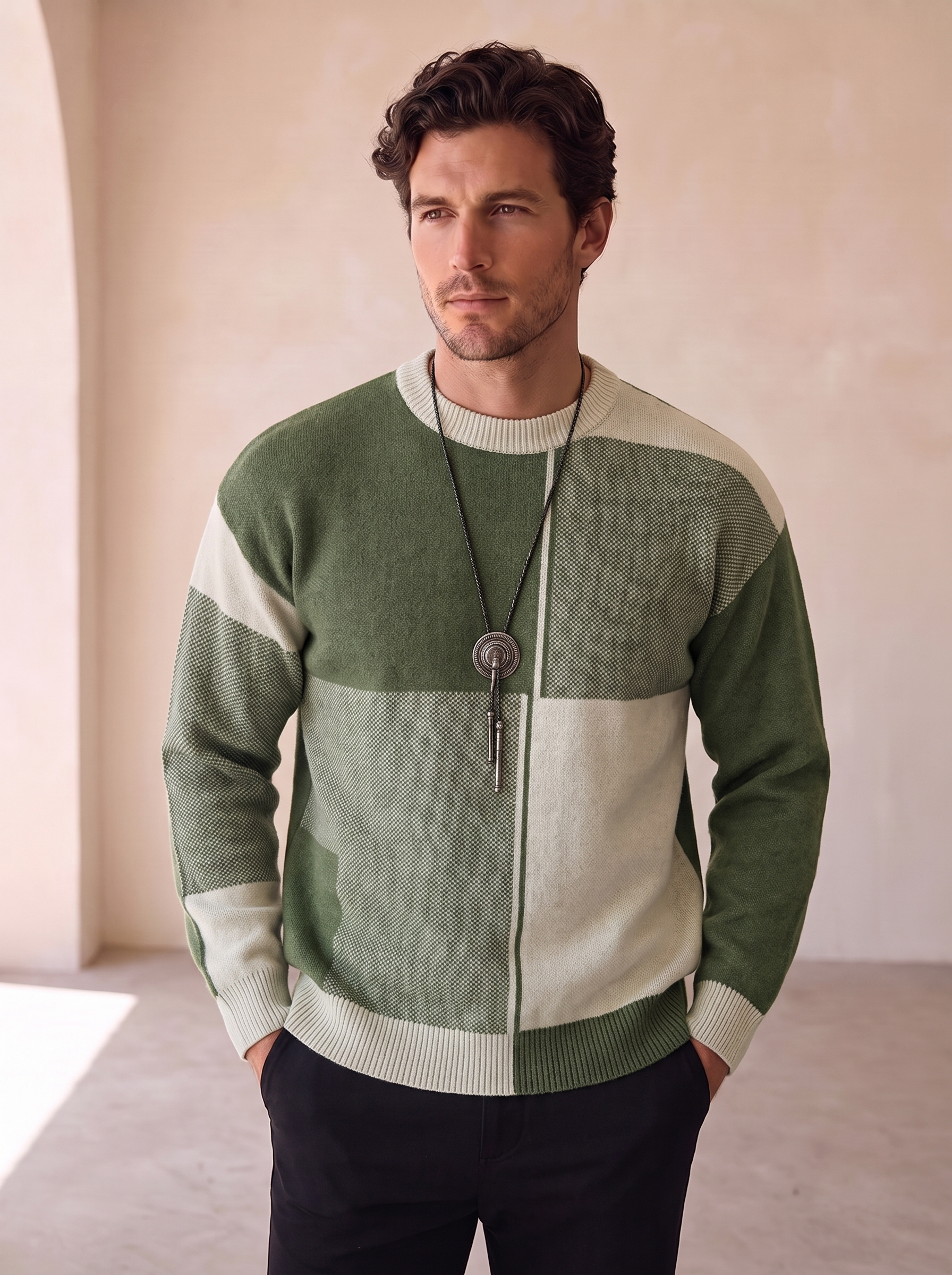 Men's colour block knit jumper