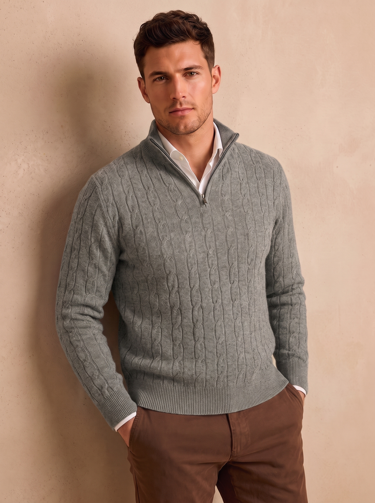 Men's half zip knit sweatshirt