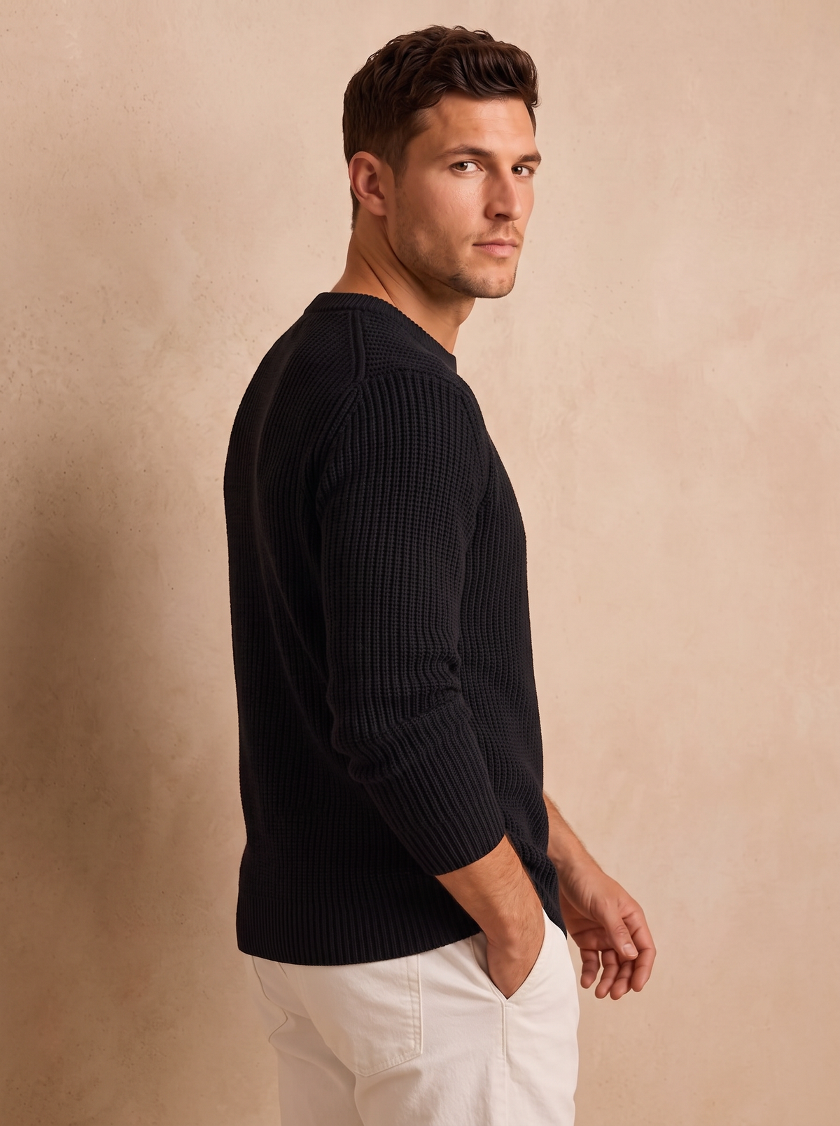 Men's wool blend textured jumper
