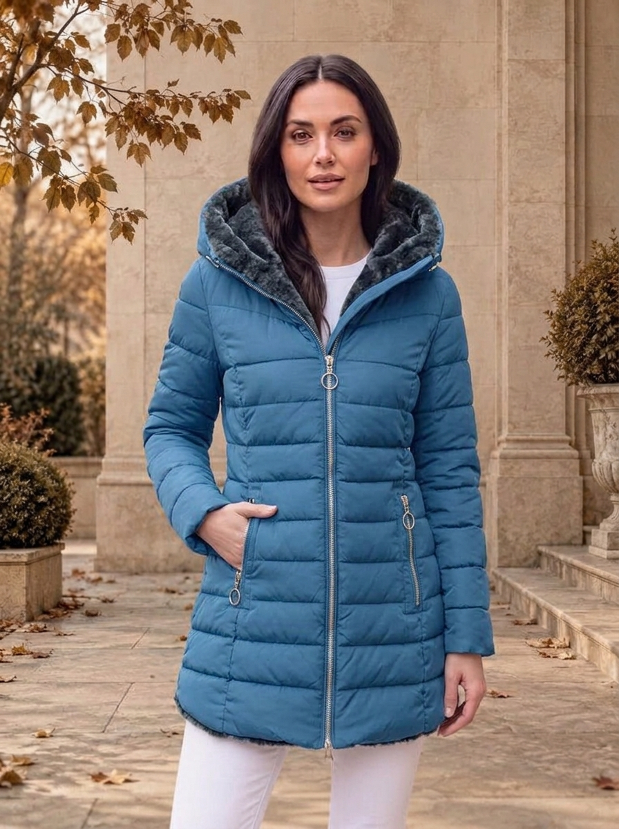 Women's quilted puffer coat for winter