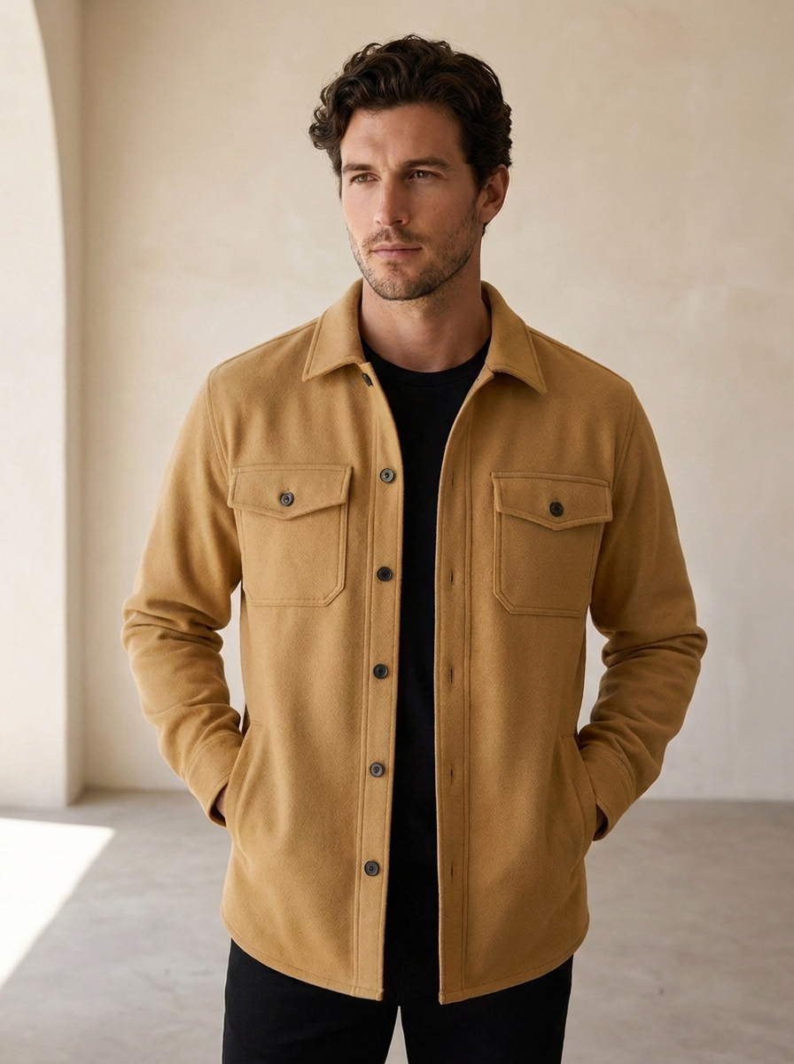 Men's button overshirt for transitional weather