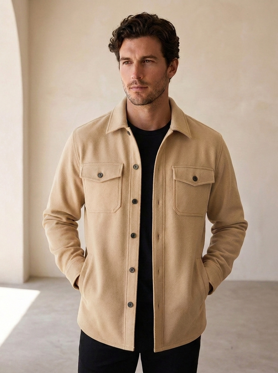 Cotton blend shirt with a regular fit