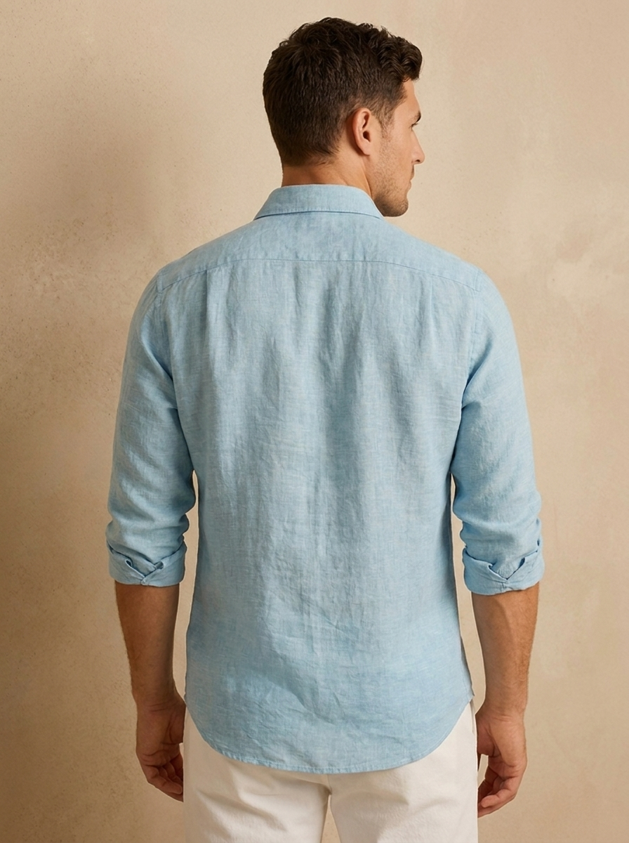 Lightweight linen shirt with a classic collar
