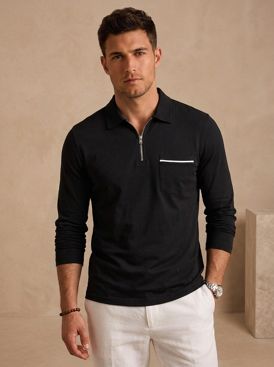Slim fit cotton polo with a clean silhouette